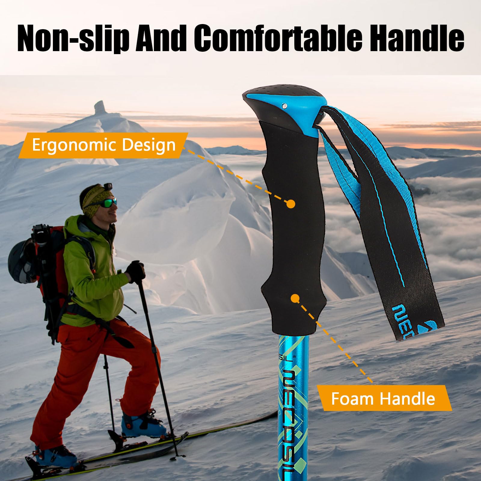 Bastoni da Trekking,Bastoni Trekking Pieghevoli,Bastoncini Trekking Telescopici 107-131cm per l'escursionismo,il campeggio,lo sci