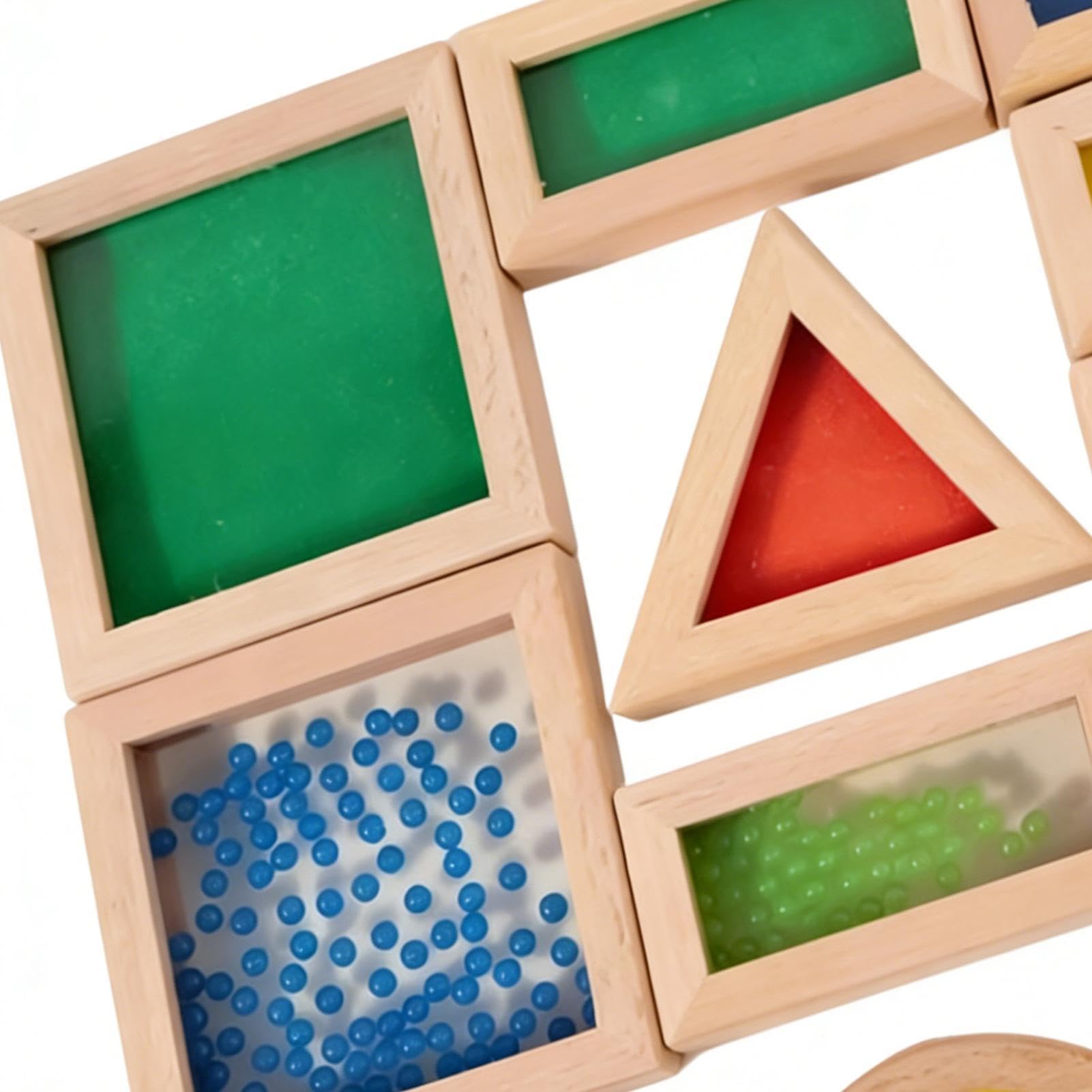 Generico Set di di legno sensoriali da 15 pezzi: giocattoli da costruzione in acrilico per giochi di apprendimento e impilamento dei bambini