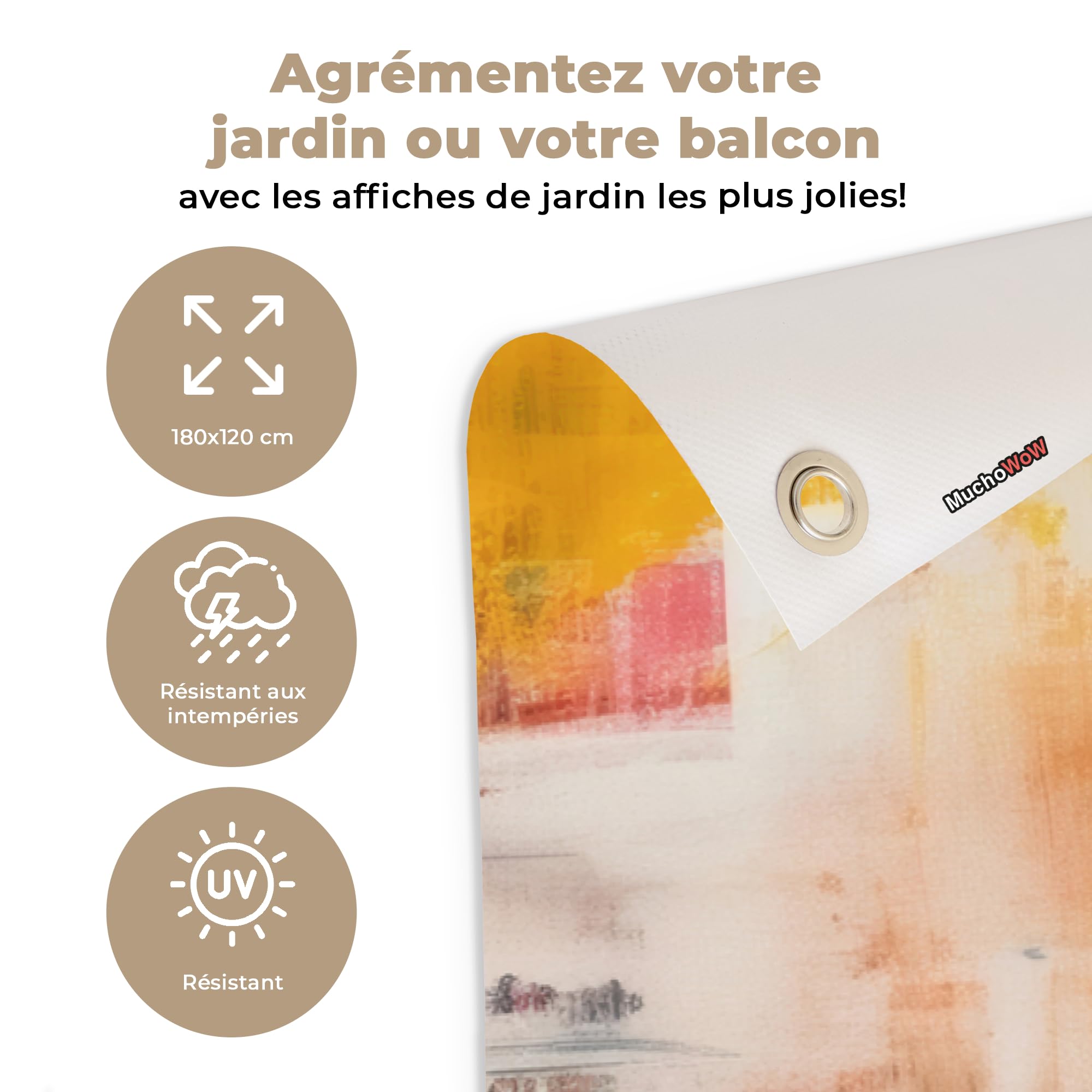 MuchoWow© Poster De Jardin Decoracion Balcón Wall Decoration Adornos Pared | 180x120 cm - Terraza Exterior Decoración Patio Posters Decorativos Retrato - Joyería - Pintura