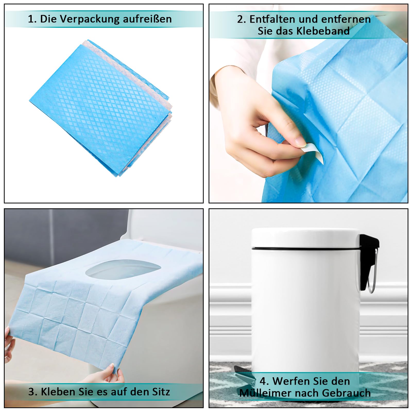 Ghope 50 Pezzi Copriwater Monouso Portabile per WC Tappeto Protettivo Toilette Viaggi Pubbliche