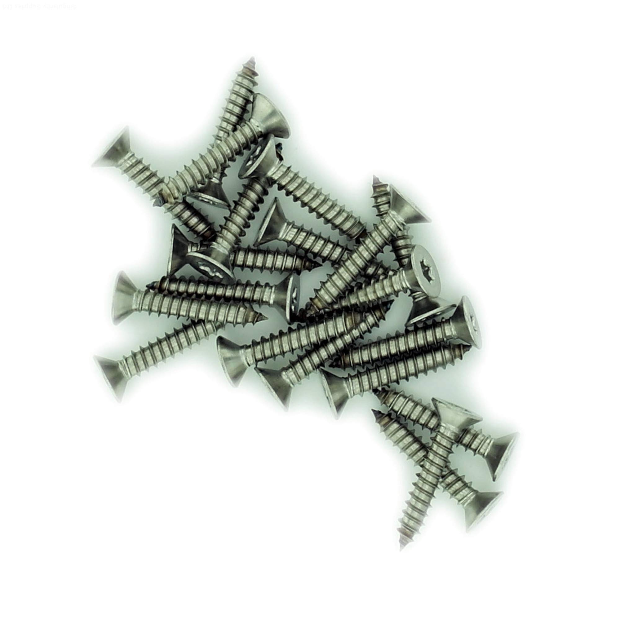 Singularity Supplies Silver No.8 X 2.75 (4.2Mm X 70Mm) Tx Countersunk Self-Tapping Screw - Stainless Steel (A2) (Pack Of 20)