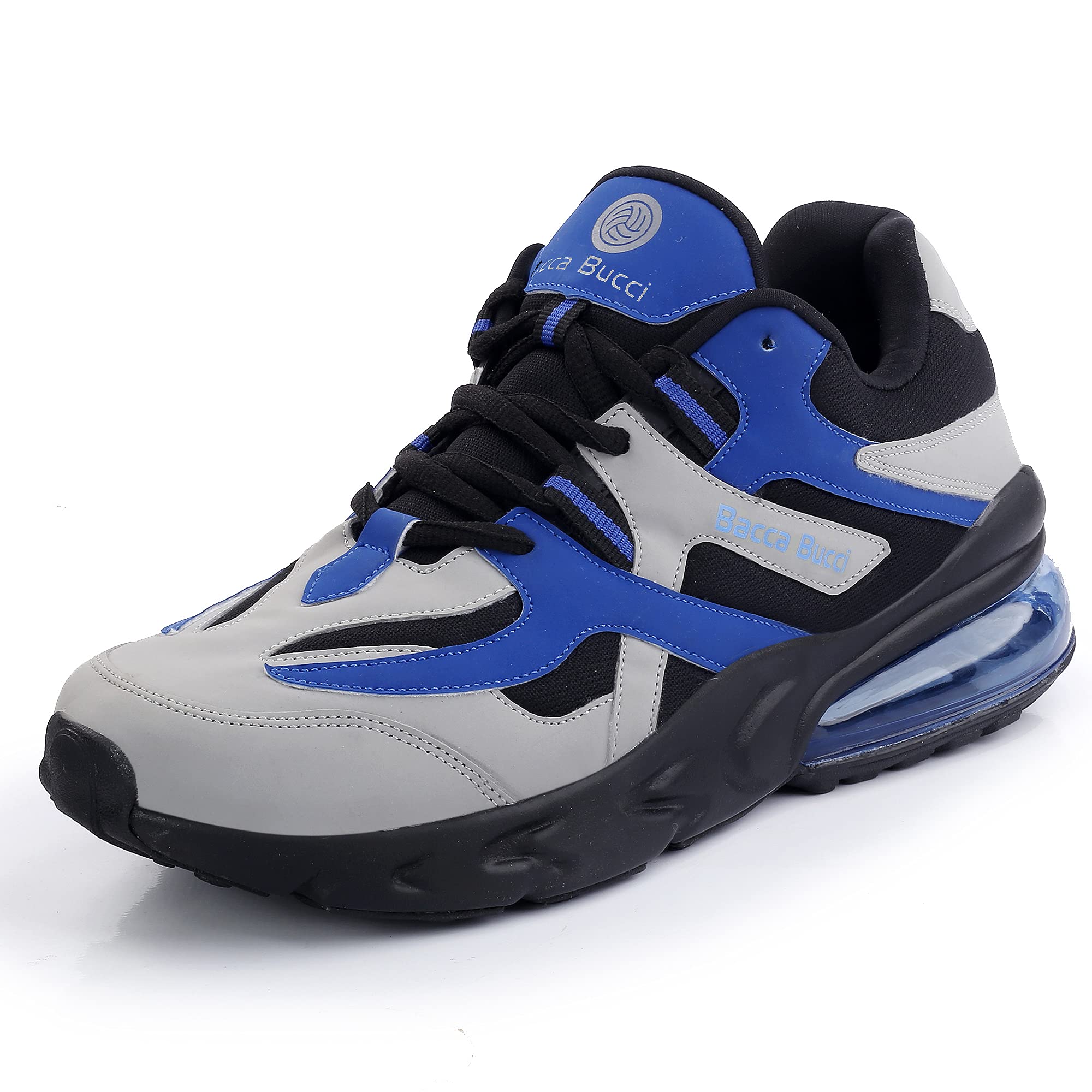 Bacca Bucci® Marvel Men Fashion Sneakers/Running Shoes with Air Cushion Rubber Outsole for Running, Walking, Training, Gyming, Streets, Parties & Fun- Blue/Grey, Size UK6 (B092KN7P1K) Amazon Price History, Amazon Price Tracker