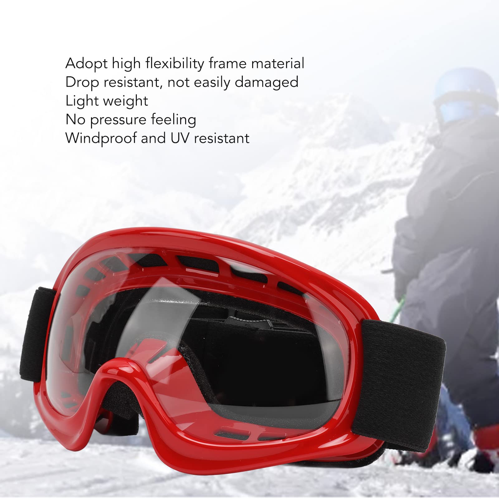 Gogle Pwshymi Dirt Bike, Gogle narciarskie dla dzieci, Profesjonalne, wiatroszczelne, do jazdy na rowerze na świeżym powietrzu, do jazdy na nartach, do jazdy na motocyklu terenowym (czarne) (czer