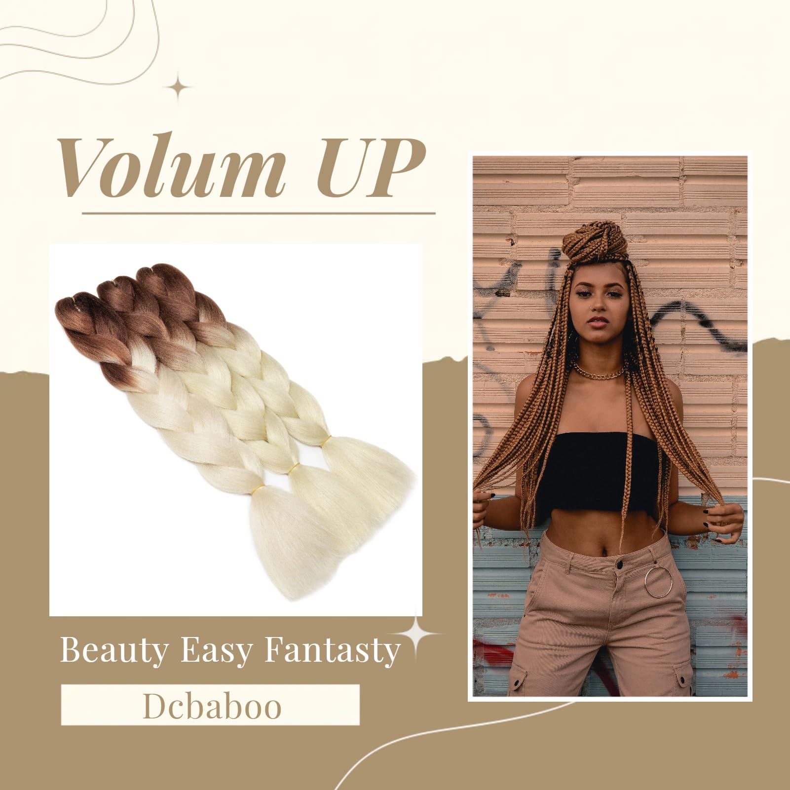 Dcbaboo Jumbo Braiding Hair Extensions 3packs 24inch Synthetic Hair Kanekalon Ombre Braids Afro Crochet Braids Twist Hair 300g - Image 3