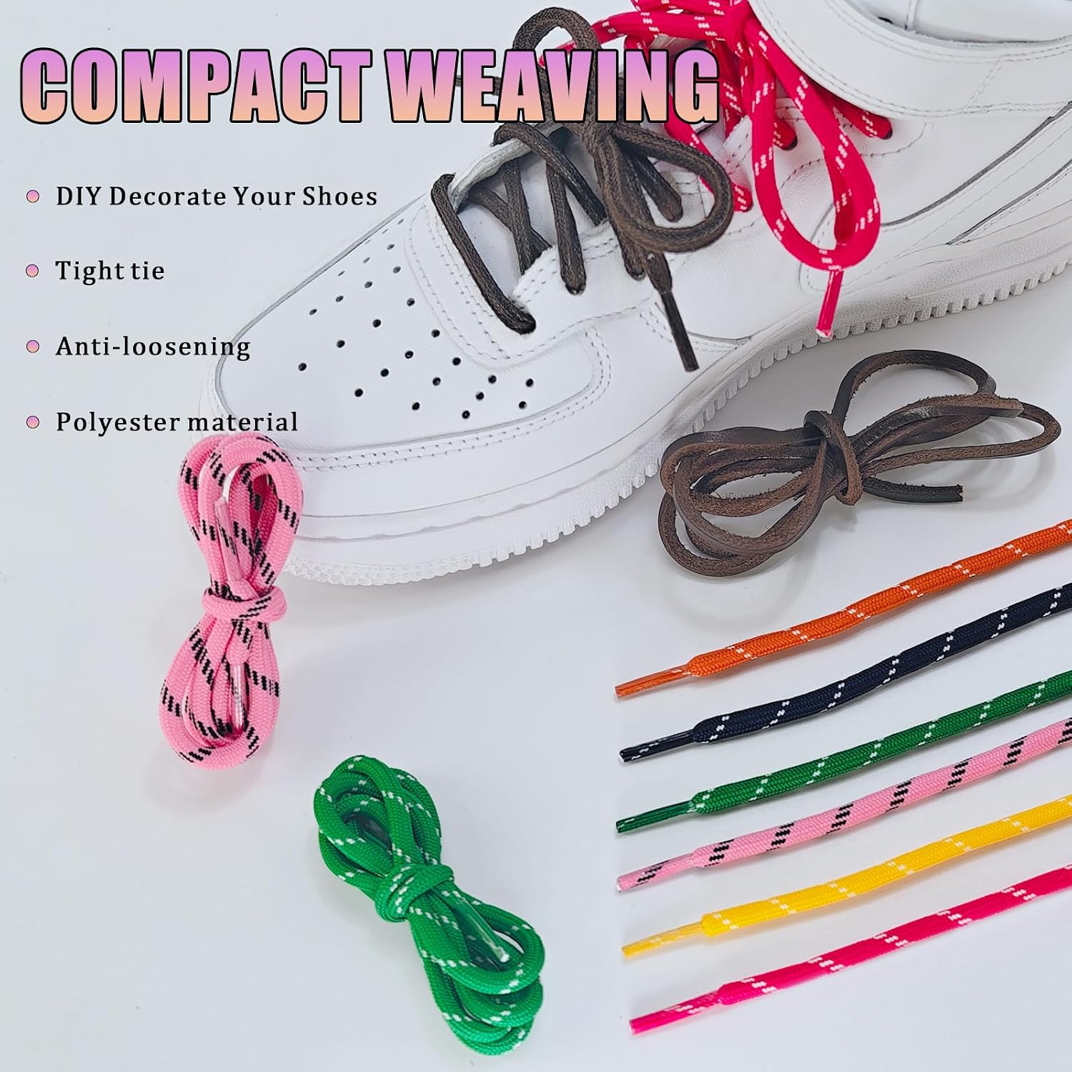 UamGlsob 4PCS Multi Color Shoe Laces for Sneakers, Cool Fun Cute Design DIY Fashion Colored Shoelaces Replacement Strings