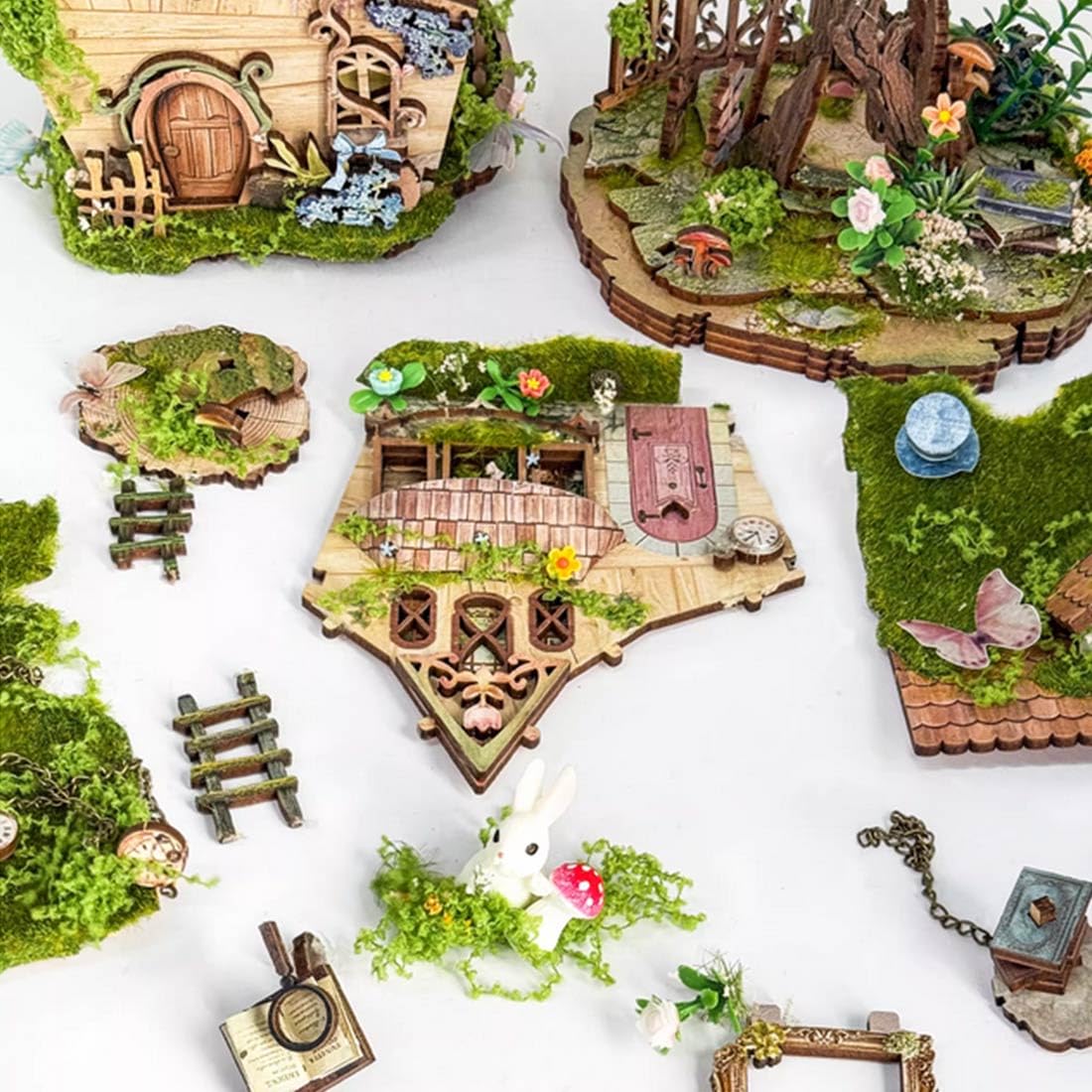 Drewniane puzzle 3D dla dorosłych do budowania, podświetlany domek na drzewie, drewniany książeczka, miniaturowy dom, DIY, zestaw modeli montażowych, kreatywna dekoracja domu i biura, prezent (137+