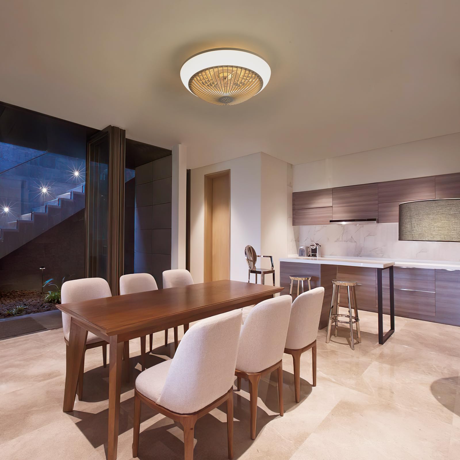 Ventilatore da soffitto con luce LED RGB e telecomando, 38 cm