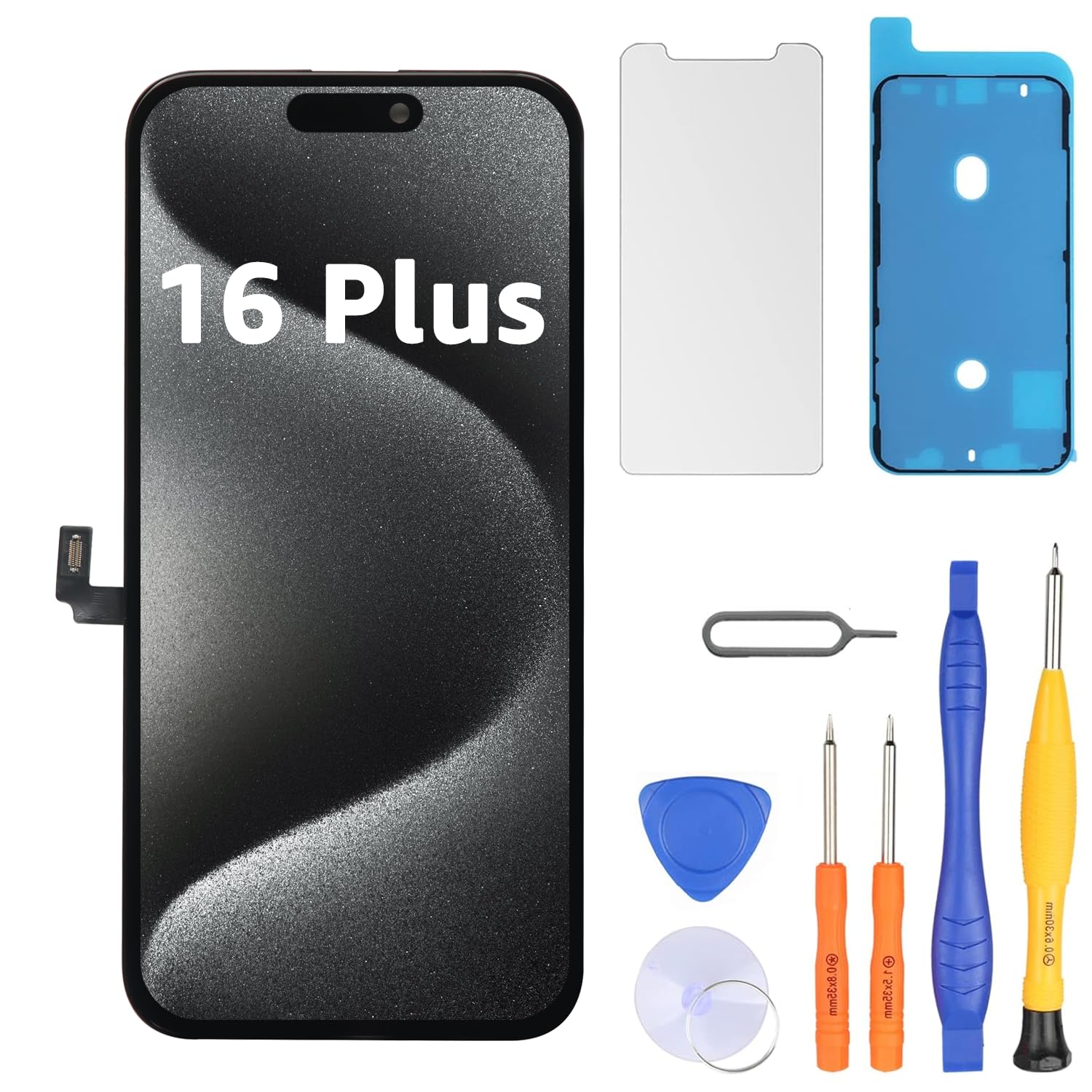 LL TRADER Schermo per iPhone 16 Plus LCD 6,7'' e Kit di Riparazione | Display FHD con 3D Touch e Digitalizzatore, Dotato di Nastro Adesivo Impermeabile e Pellicola Protettiva