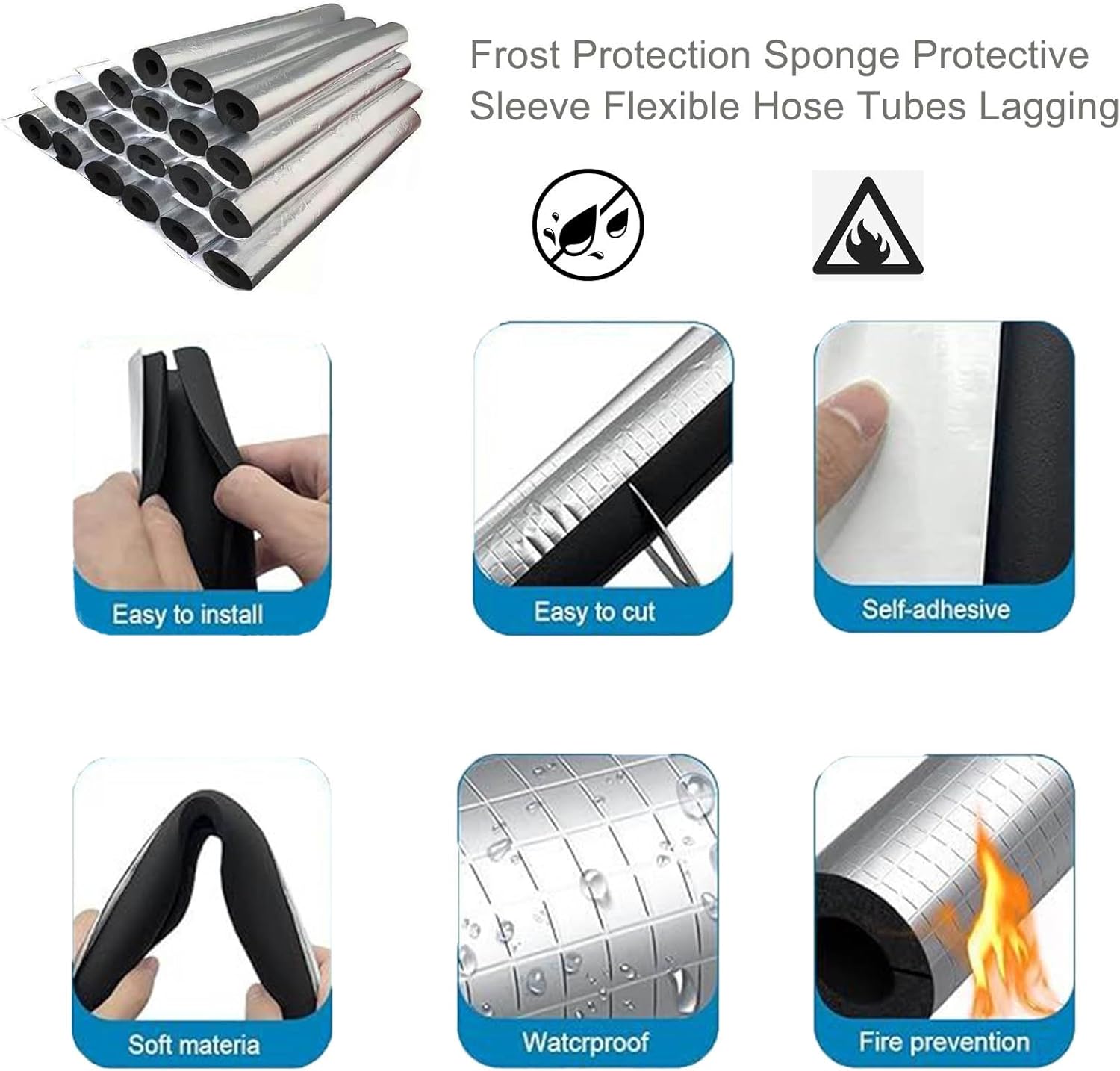 ID22mmxT20mmx0.95m，Pipe Insulation Lagging Foam Pipe，Thermal Sponge，for Indoor and Outdoor Pipe, Winter Protectio，for Utensil Tools Handle Support(ID108mmxT20mmx0.95m)