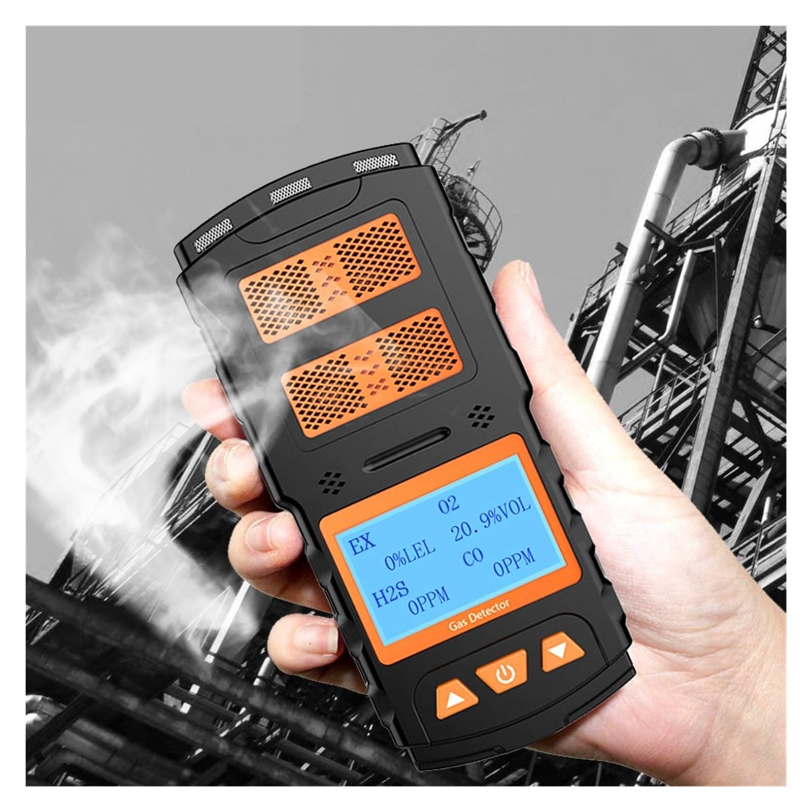Rilevatore portatile multigas EX O2 H2S CO con display LCD, misuratore di gas con luce e suono ricaricabile for lavoro e casa Interno/esterno(CH2O)