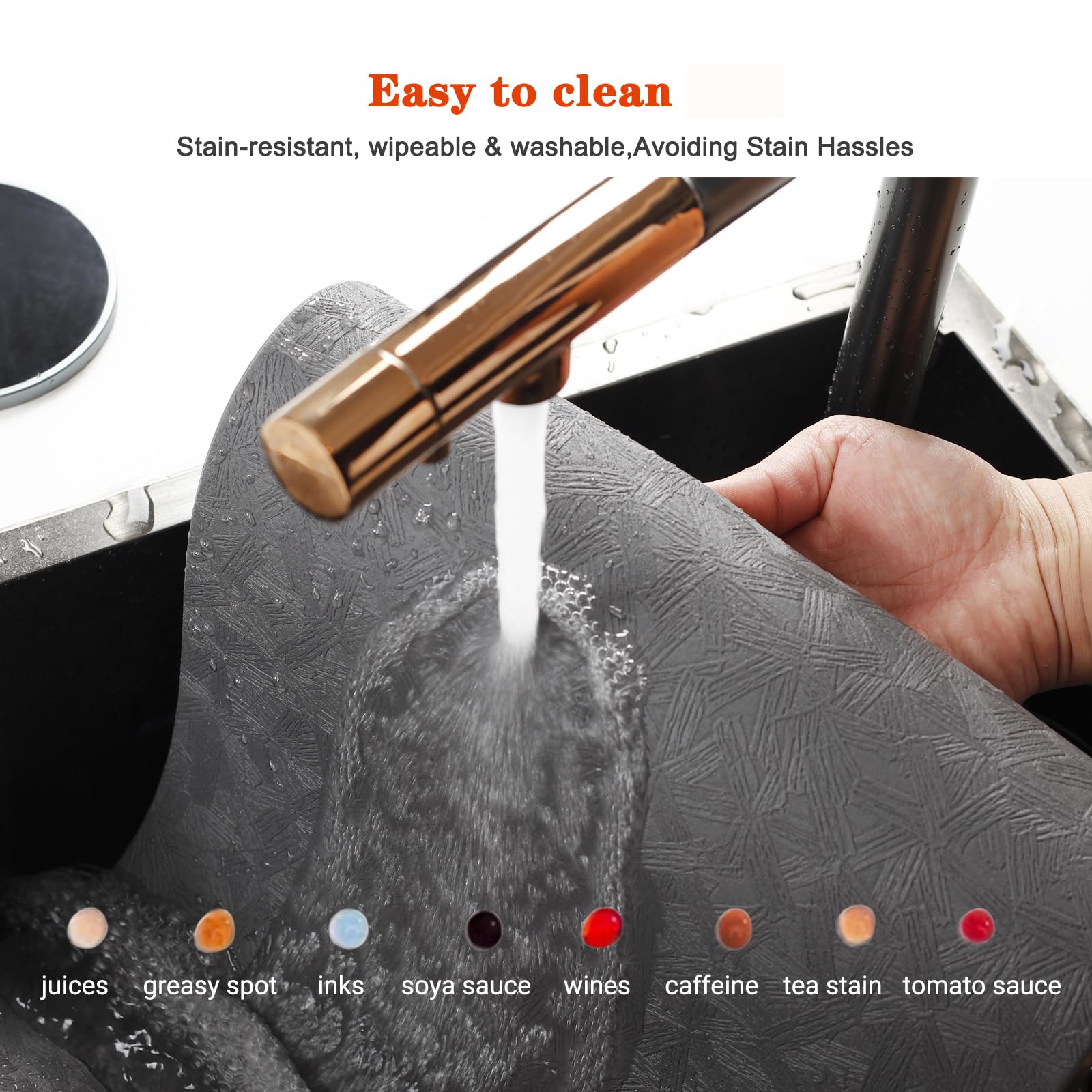 Juego de 6 manteles individuales de vinilo resistentes al calor, fáciles de limpiar, antideslizantes, para mesa de comedor, de piel sintética, impermeables, resistentes a las manchas