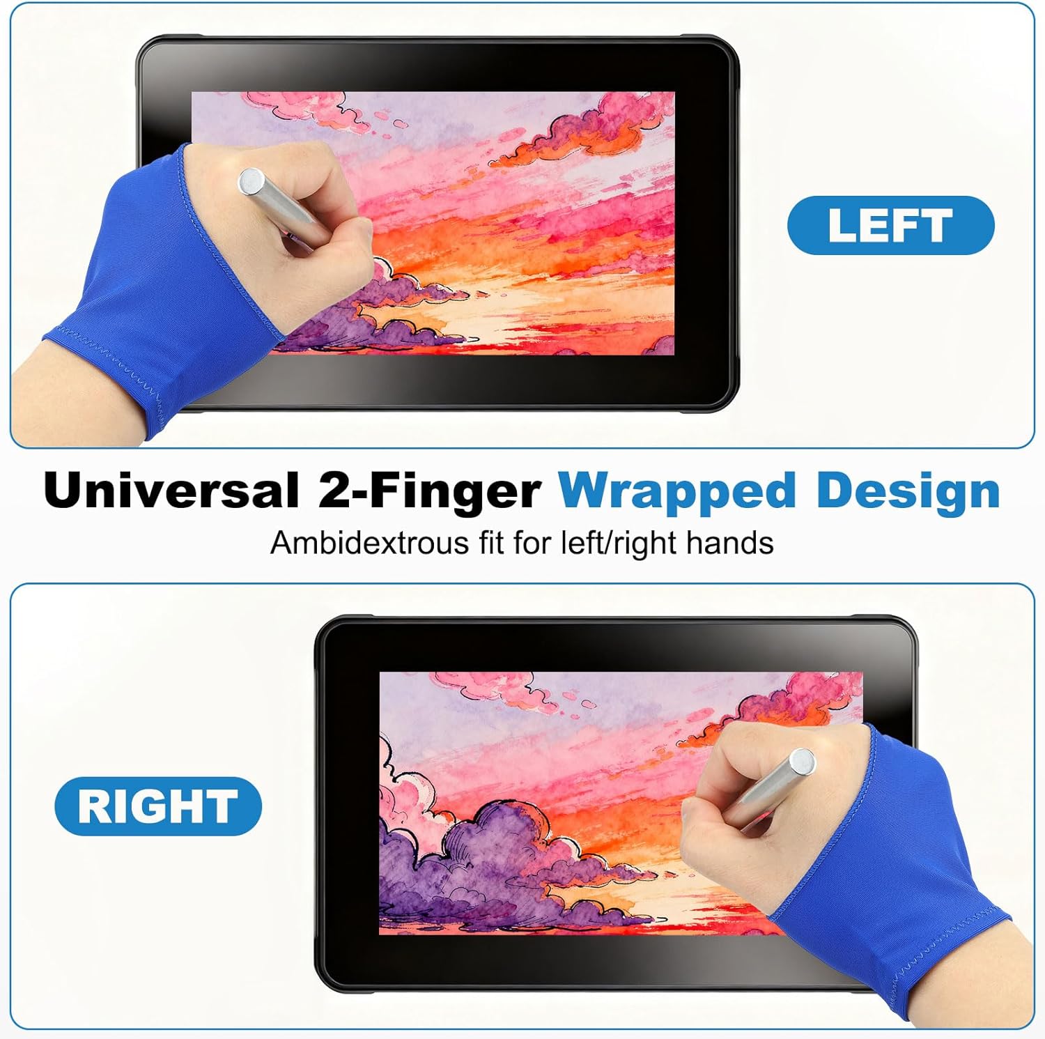 Artist Drawing Glove Smooth Elasticity Breathable, Graphics Painting Glove with Two Finger for Right/Left Hand
