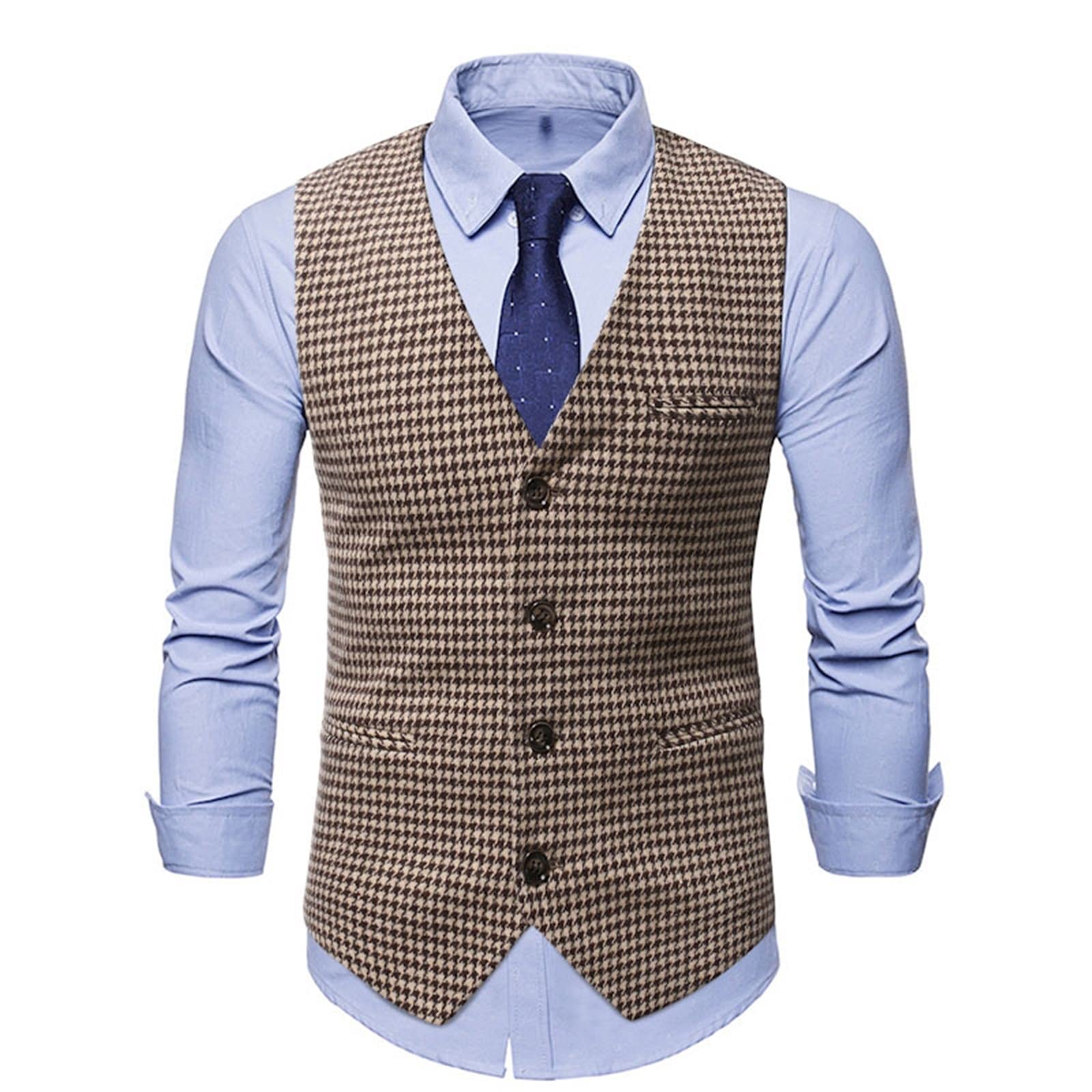 Gilet patchwork imitation cuir à boutons veste rétro ajustée pour hommes élégants