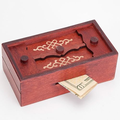 Bits and Pieces Caja de rompecabezas de dinero secreto – Camuflaje tu dinero en efectivo – Teaser de madera – Compartimento secreto de madera oculto