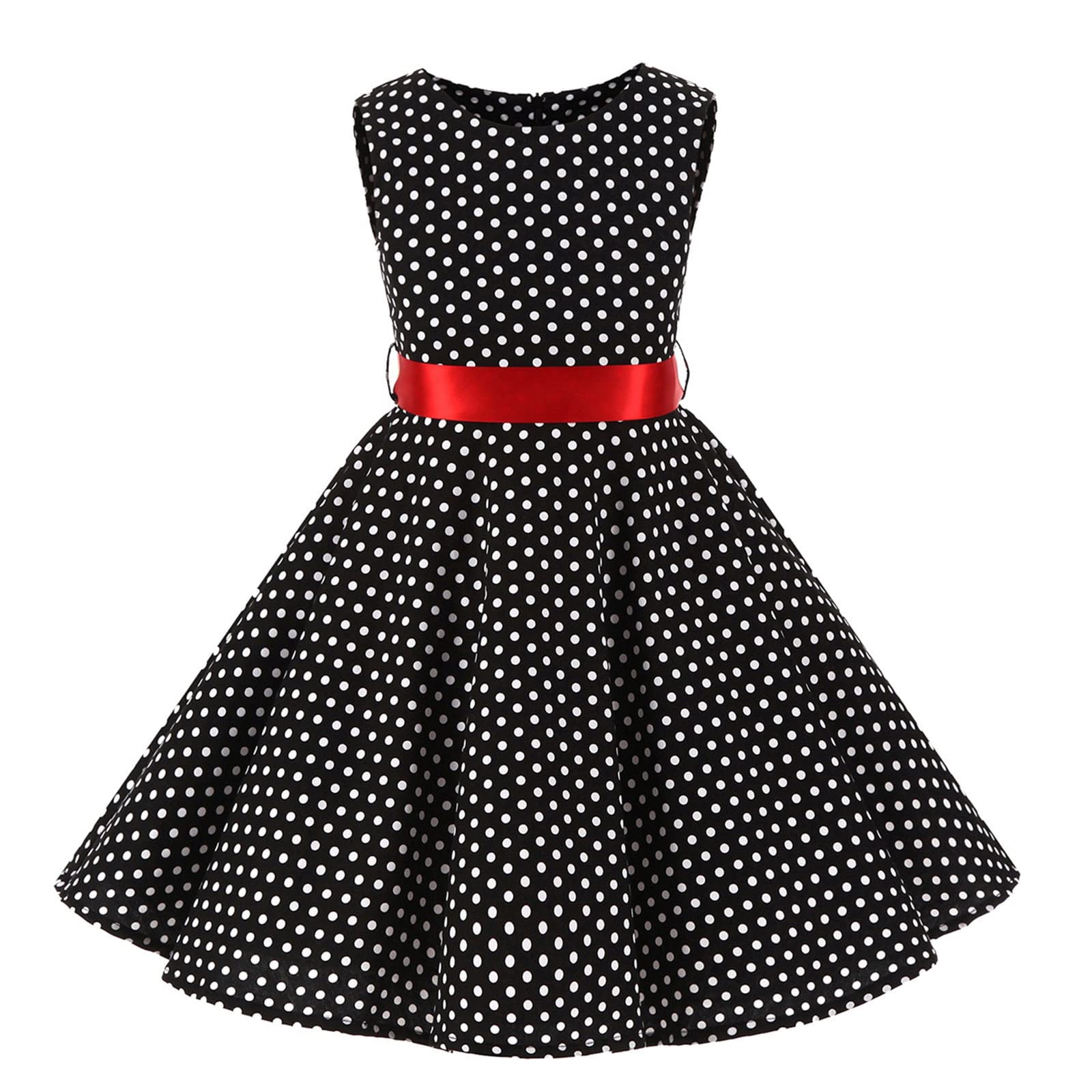 Generic Joyas para niños trajes de plata fiesta vestido sin mangas vestido niño puntos estampados flores niños princesa ropa ropa pana niñas