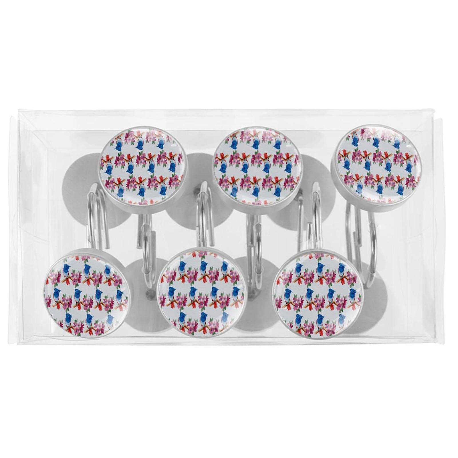 Set 12 Anelli Per Tenda Doccia Floreali Con Perle - Ganci Antiruggine In Metallo Oro Per Bagno, Decorazione Boho