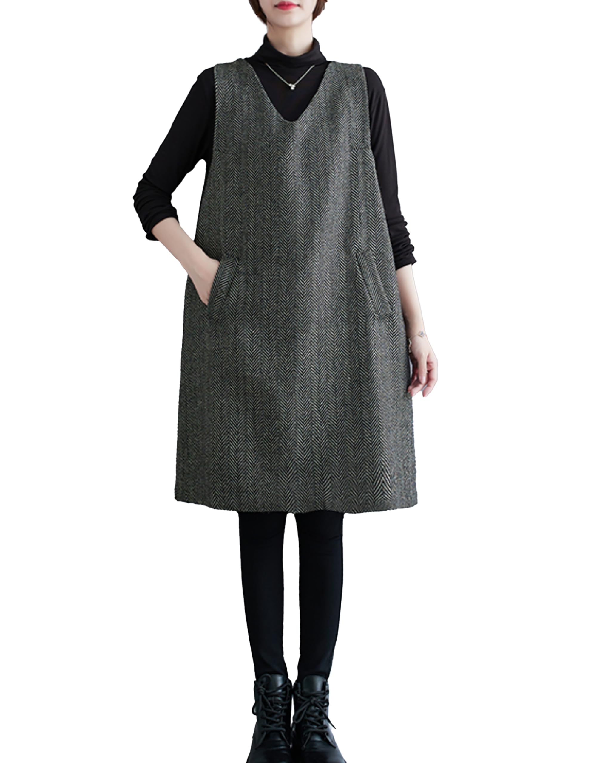 Women's Funky V-Neck Cardigan Vest Solid Color Sleeveless Outerwear GZ122-image-10