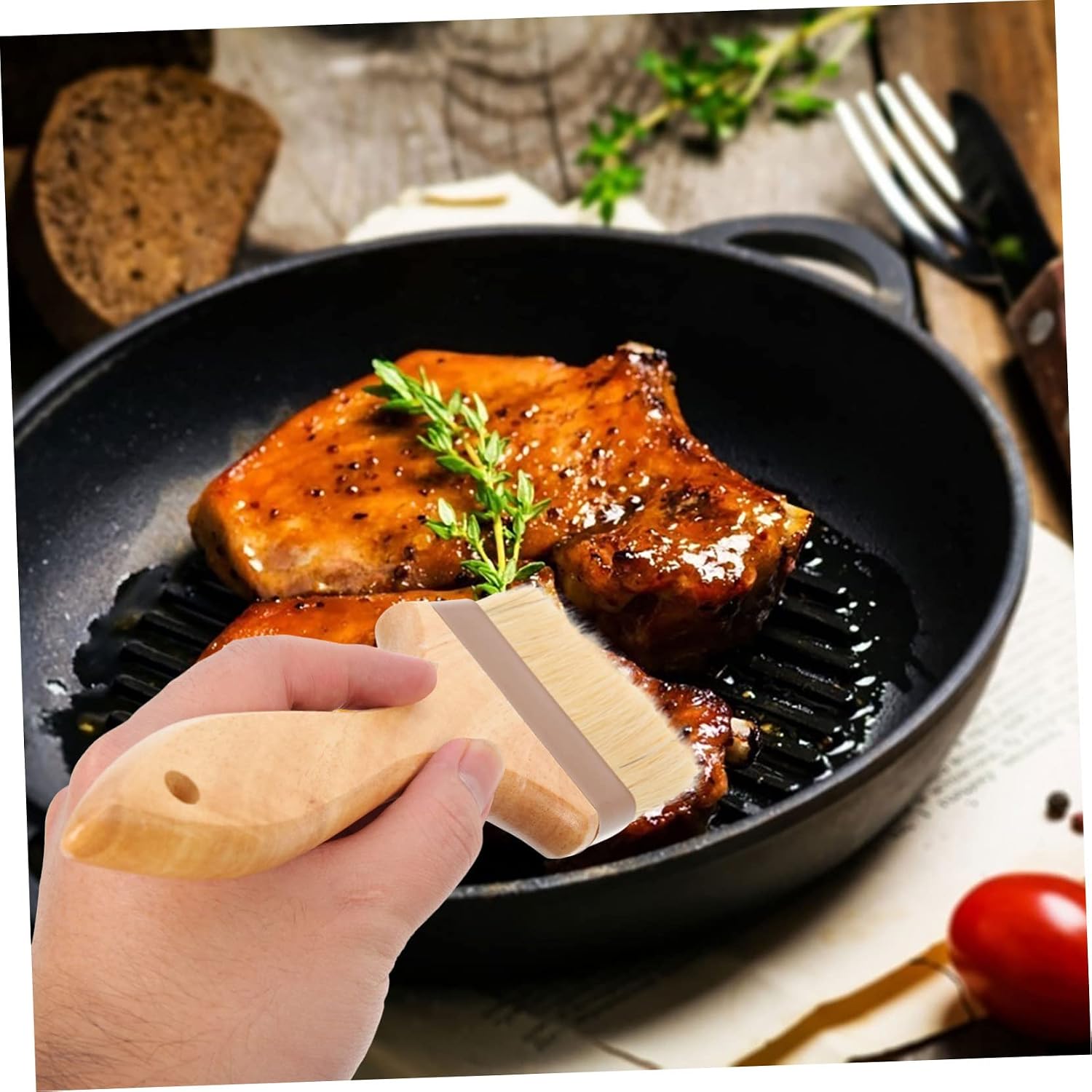 Ciieeo 3Pcs Food Grade Pastry Brush Bbq Oil Brush Grill Basting Brush and Baking Brush with Beechwood Handle for Barbecues and Baking Activities