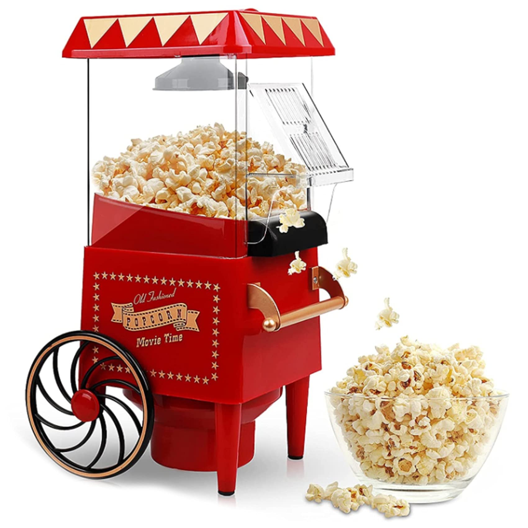 Macchina per Popcorn, Macchina per Popcorn Ad Aria Calda Popcorn Elettrico da Tavolo Vintage, Snack e Veloce per La Spina Europea Domestica