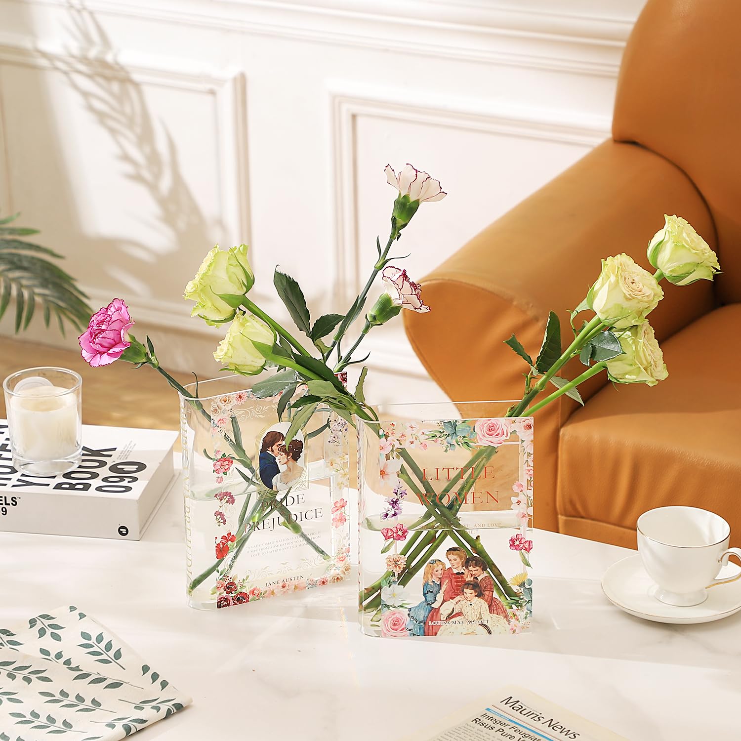 PORPAN Book Vase, Acrylic Book Vase for Flowers A Book About Flowers Vase, Book Shaped Vase, Book Flower Vase Clear - Image 2