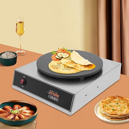 Miniatura 2 de Máquina eléctrica para hacer crepes comercial, para hacer panqueques grandes, plancha, placa plana, sartén para crepes, cereales, estufa para
