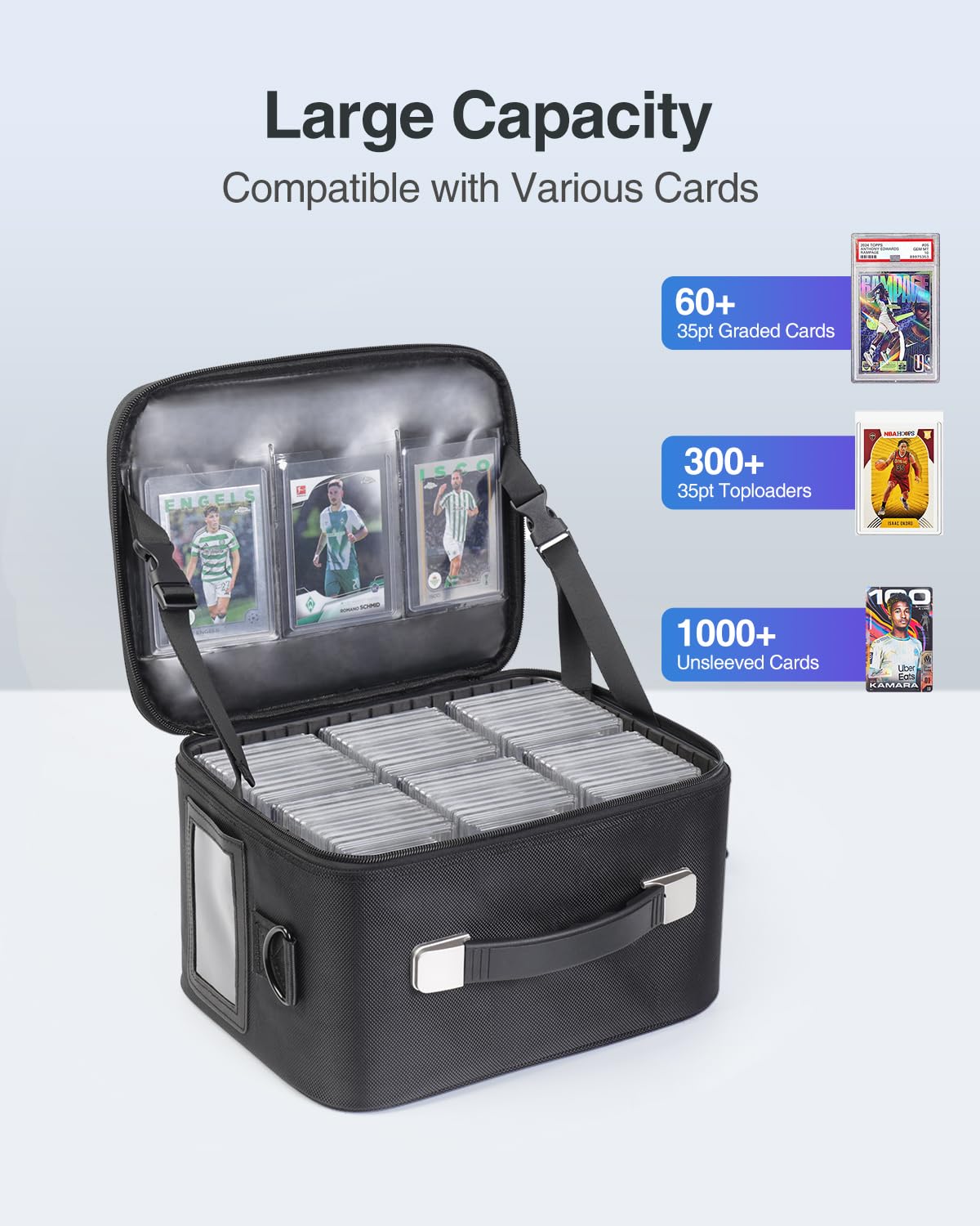 Luxtude Graded Card Storage Box with Adjustable Dividers, Trading