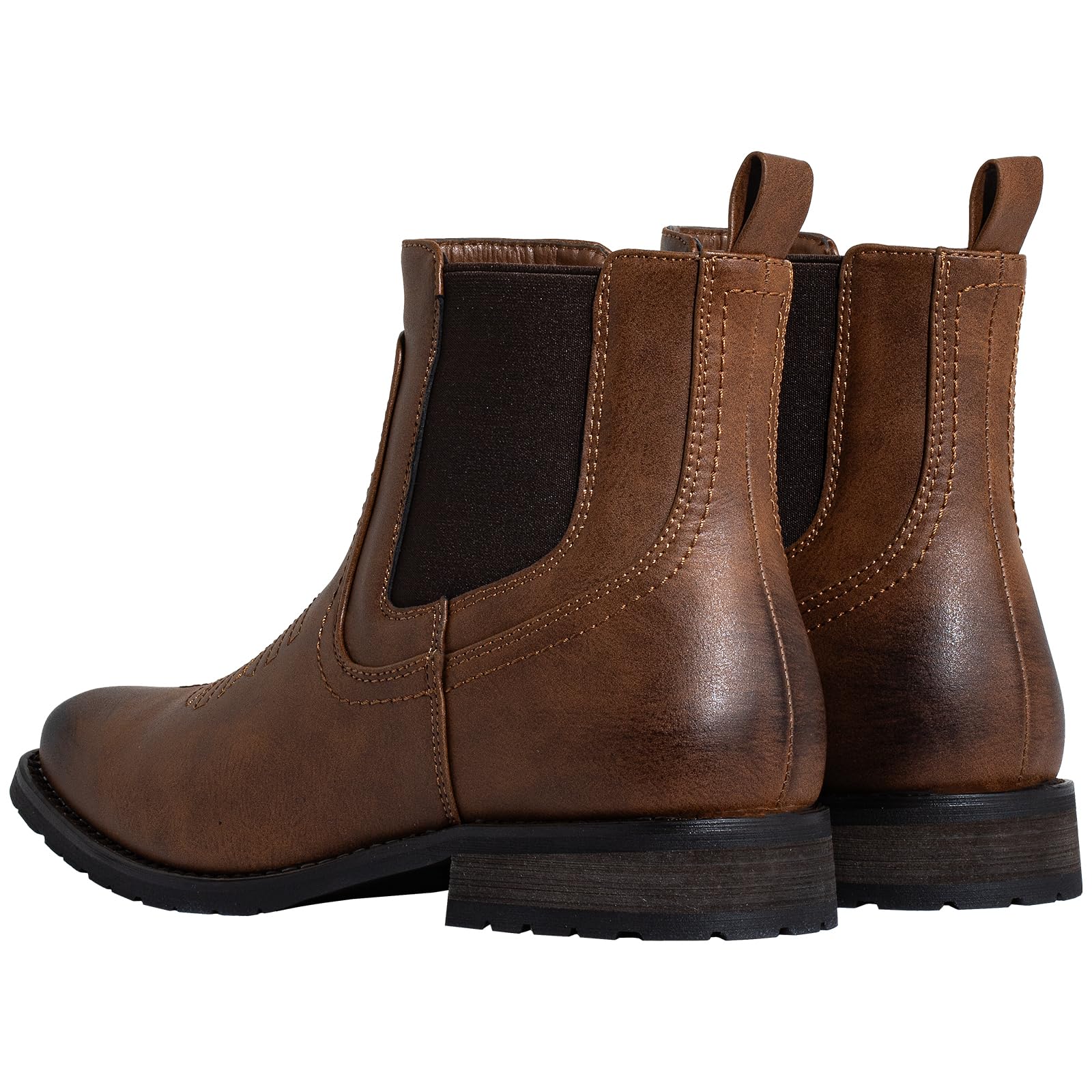 J's.o.l.e Chelsea Bottes de cowboy pour homme Bout carré Brodées Western Fashion Bottines marron