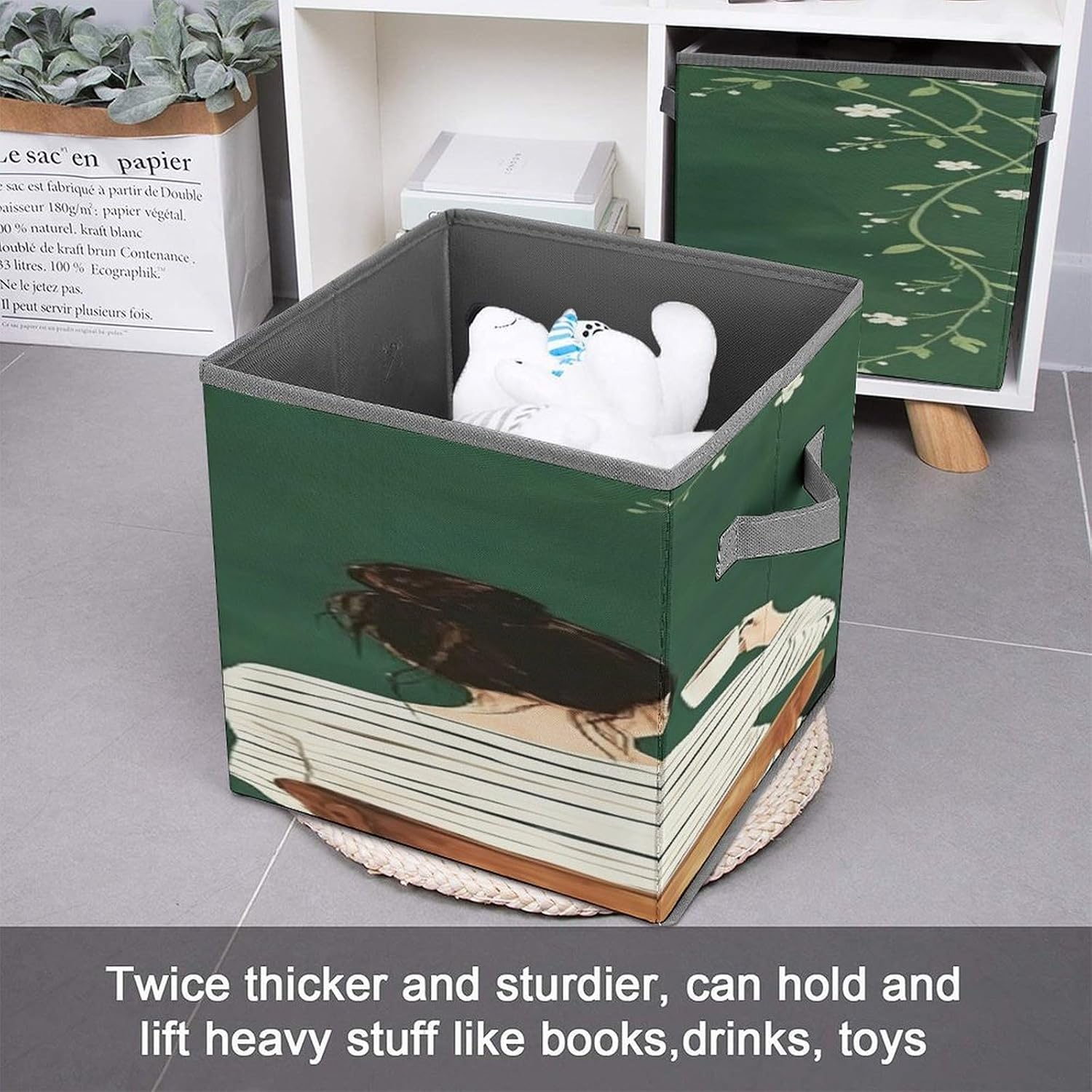 Coffee Lover Fabric Bins Storage Basket Square Baskets | Storage Bin with Double Handles,Cube Collapsible Organizers for Organization,Closet,Shelves,Offices