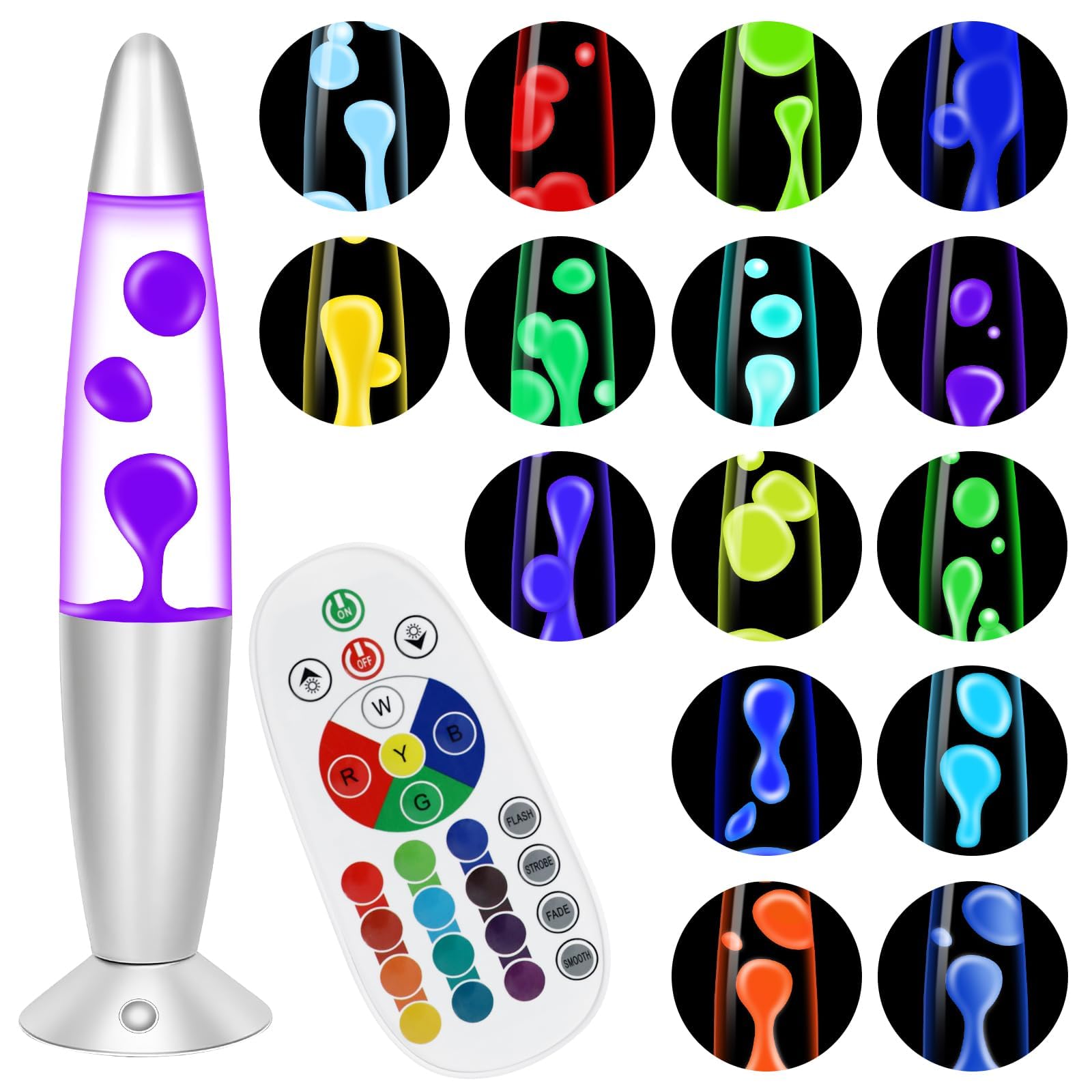 Lampe à Mouvement Liquide 40cm avec 17 Changements de Couleur Télécommande