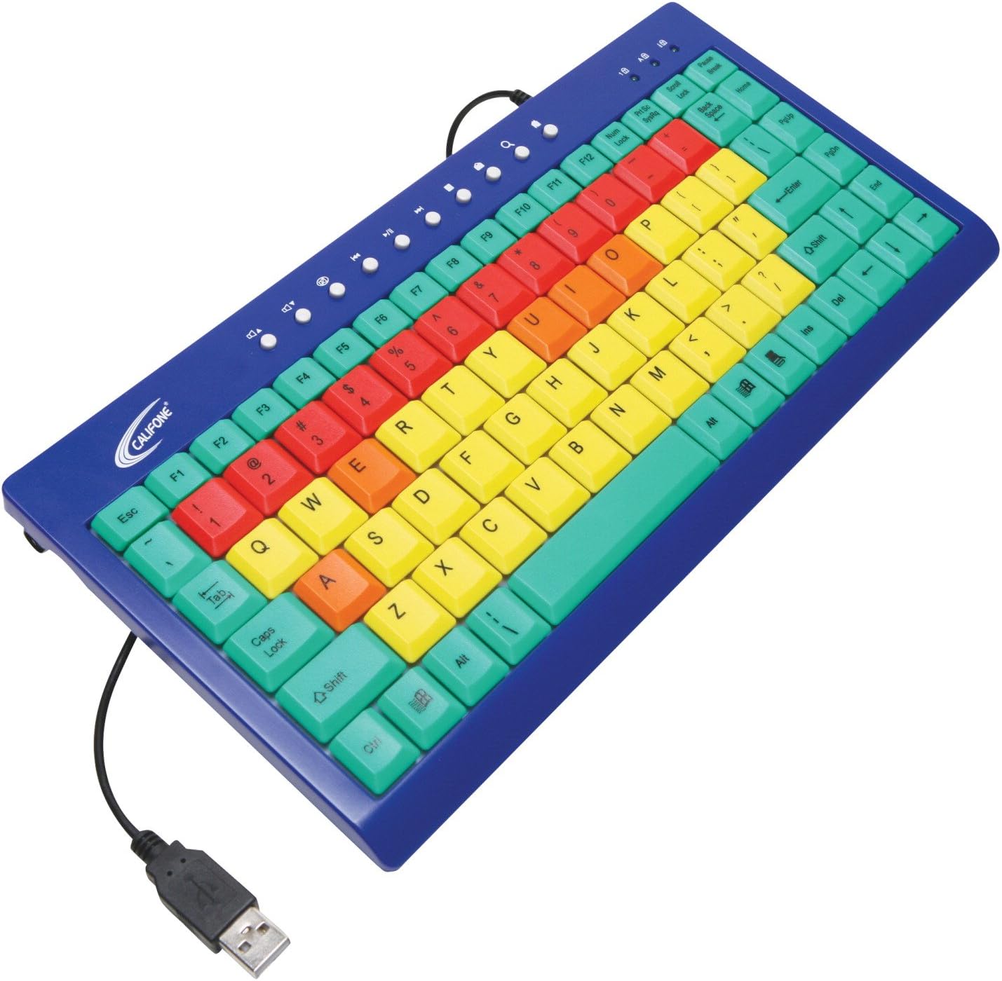 Califone KB1 Color Coded Key Keyboard USB Interface, ABS Plastic