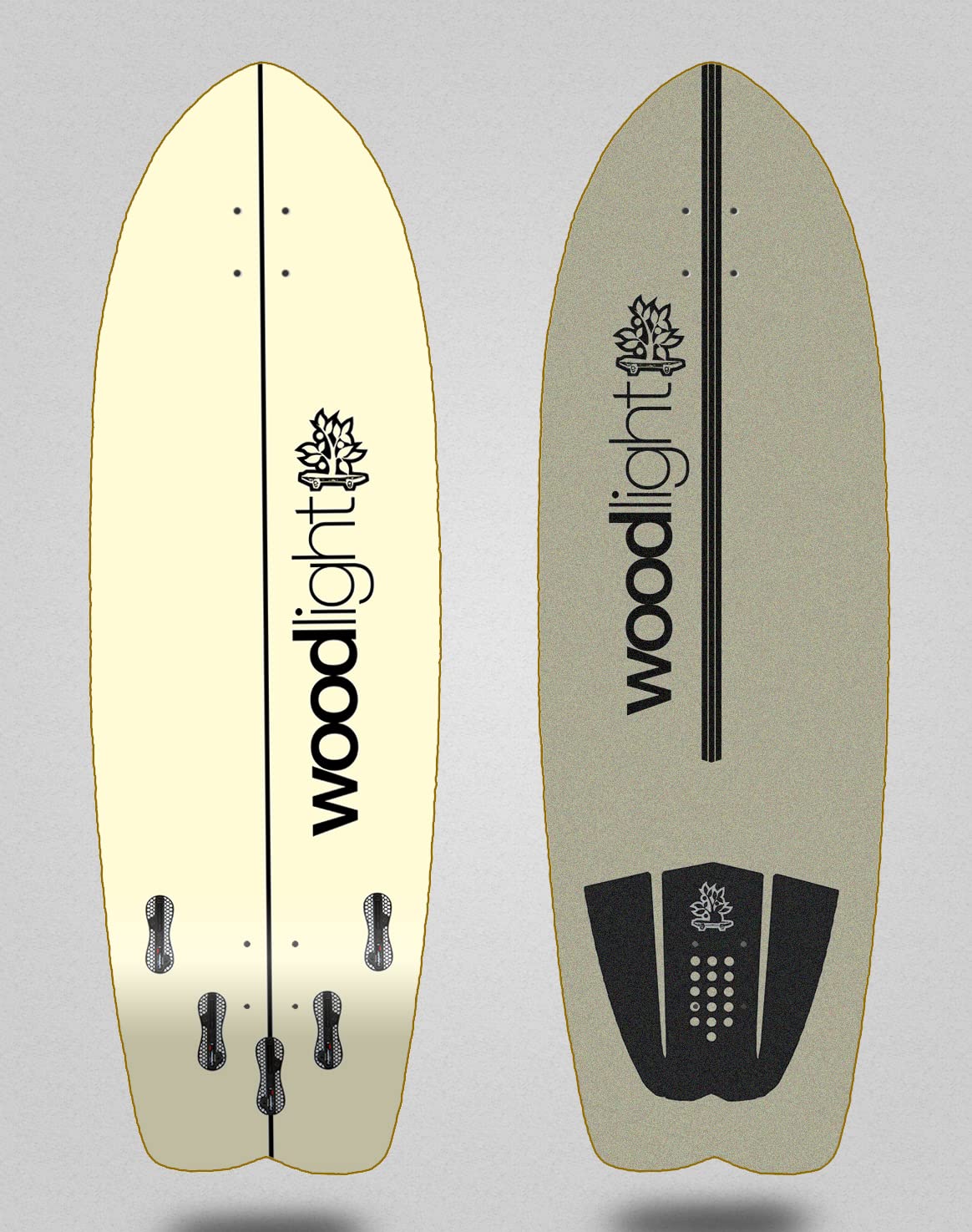 Wood Light Monopatin Skateboard Surfskate Deck Tabla Basic Yellow Cream 29