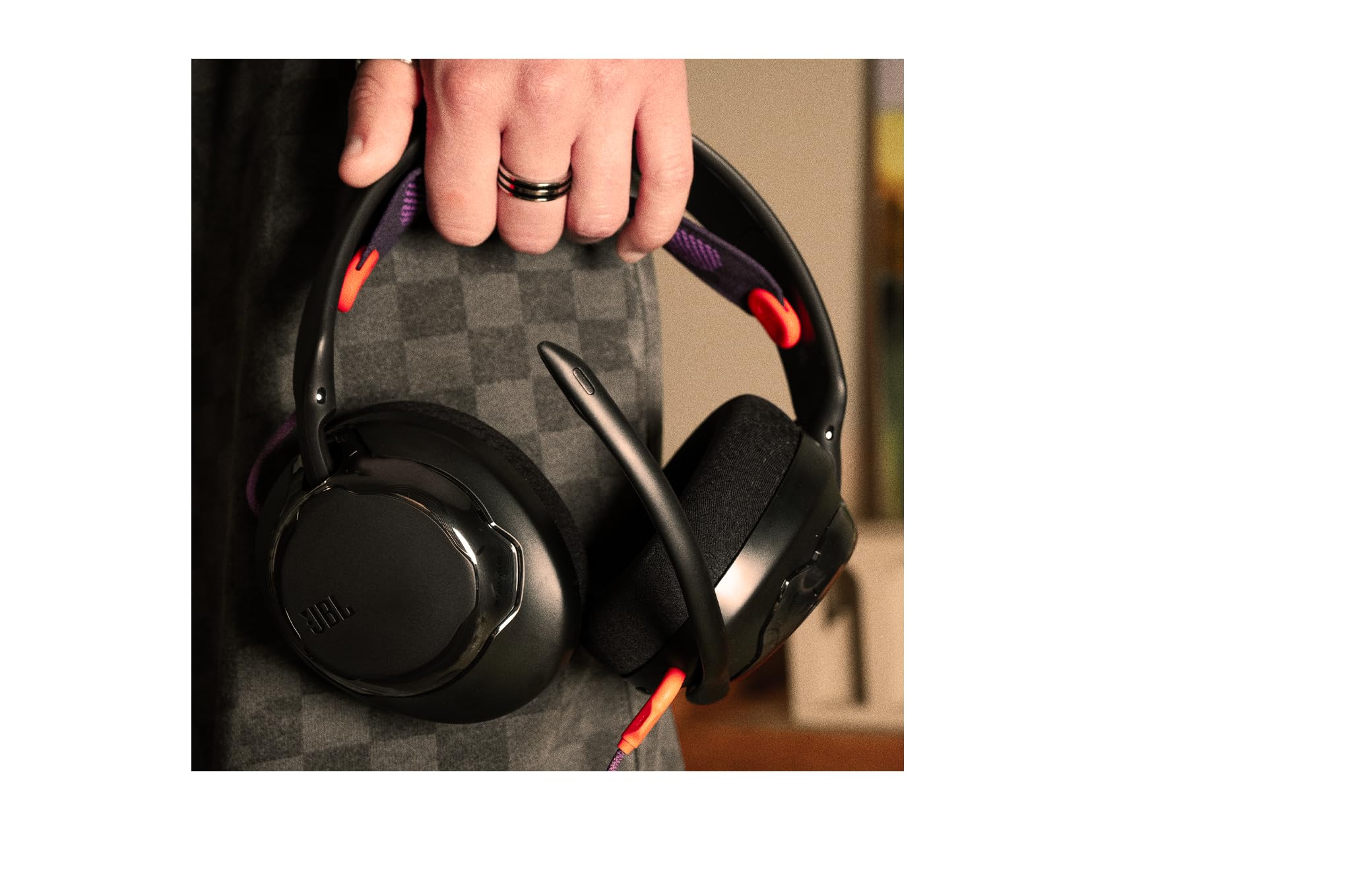 JBL Quantum 250, Cuffie Gaming Over-Ear Cablate, Nero | JBL Quantum Spatial Sound, Microfono Noise-Cancelling, Filo 3.5mm, Parti Sostituibili, Compatibilità Multipiattaforma