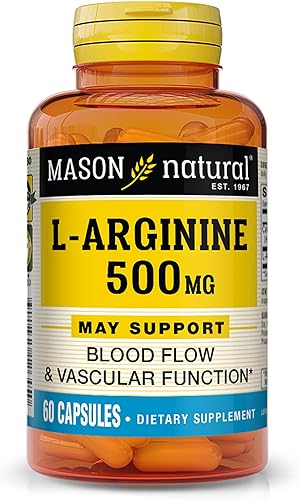 Miniatura 1 de MASON NATURAL L-Arginina 500 mg con calcio - Apoya la circulación saludable y la función vascular, suplemento de óxido nítrico, 60 cápsulas