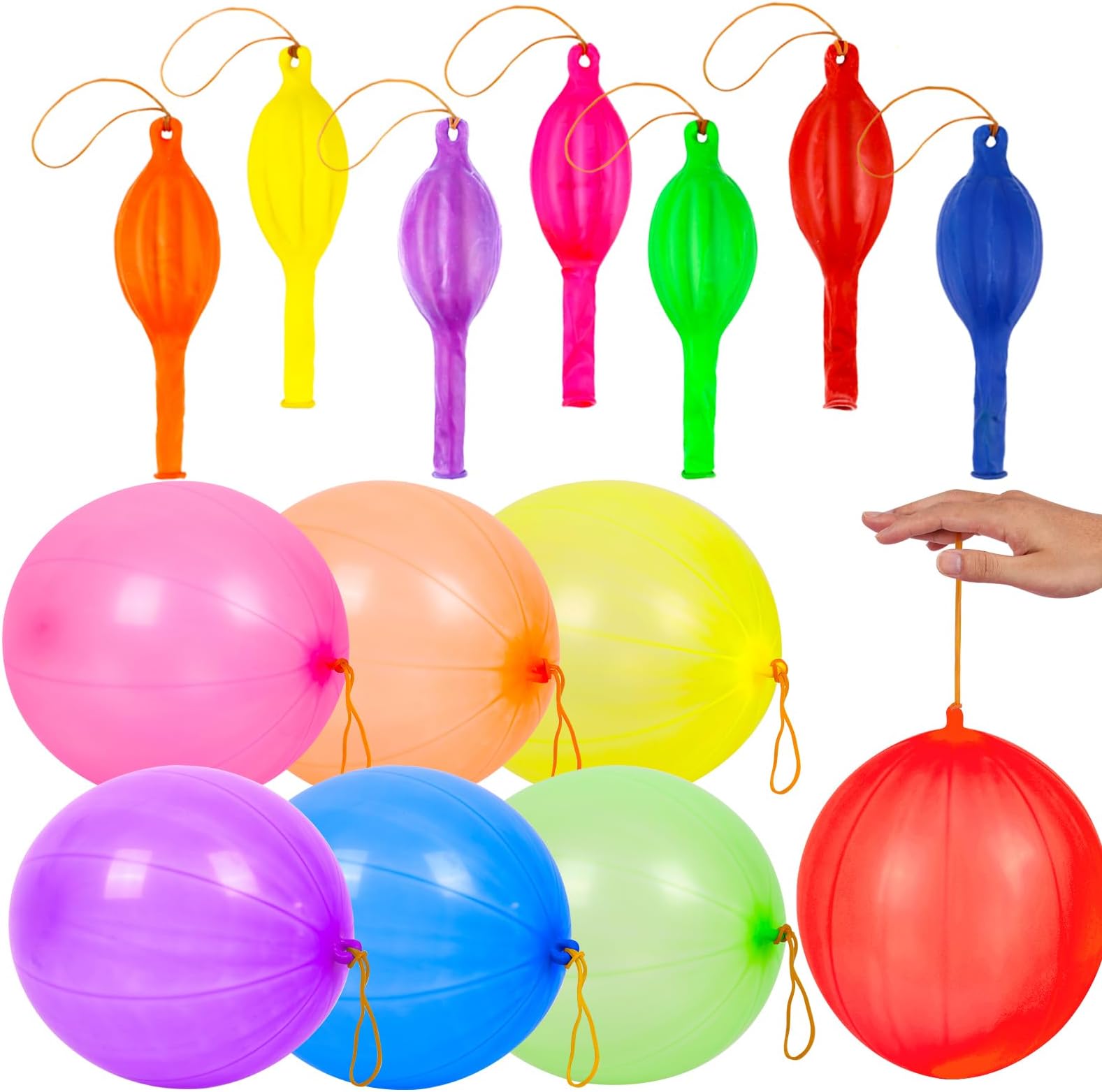 RUBFAC Punch Balloons, Birthday Balloons Party Favors For Kids, 36Pcs Thickened Heavy Duty Neon Punching Bouncy Ball for Party Goodie Bag Stuffers Exciting Outdoor Play Supply