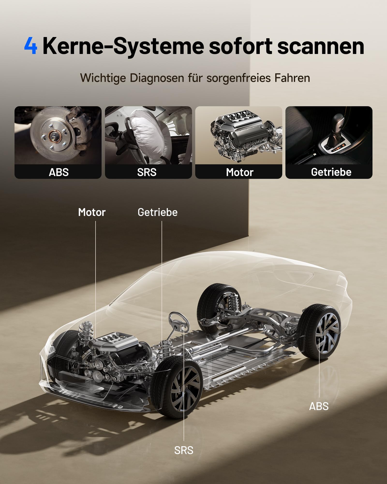TOPDON OBD2 Diagnosegerät Auto AD500, Auslesegerät Kfz-Codeleser Für 4 Systemdiagnosen Motor/ABS/SRS/Getriebe, Mit 6 Reset-Funktion, kostenlosem Lifetime-Upgrade
