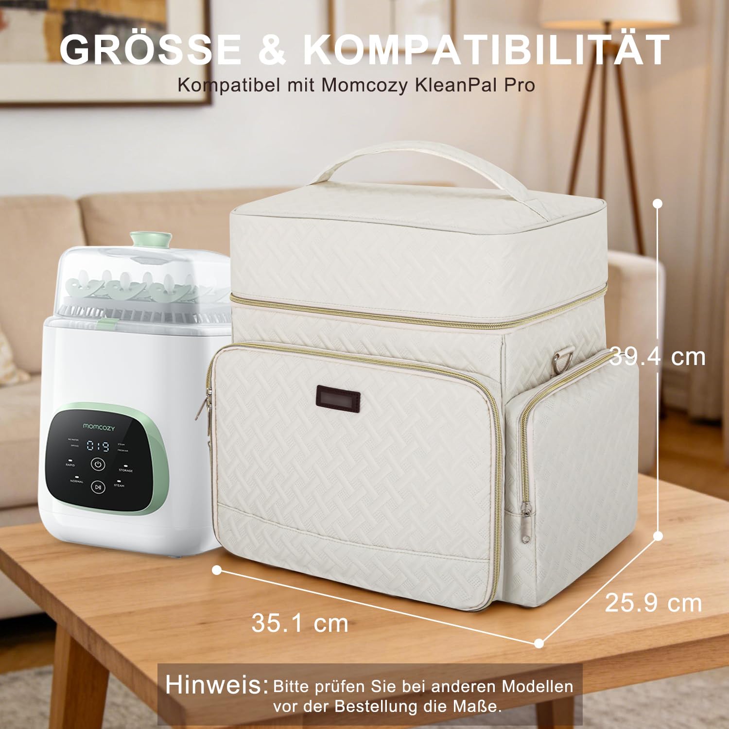 Bolsa de almacenamiento compatible con el limpiador de botellas Momcozy KleanPal Pro, bolsa de transporte resistente para lavadoras de botellas, organizador de viaje grande con varios bolsillos (solo