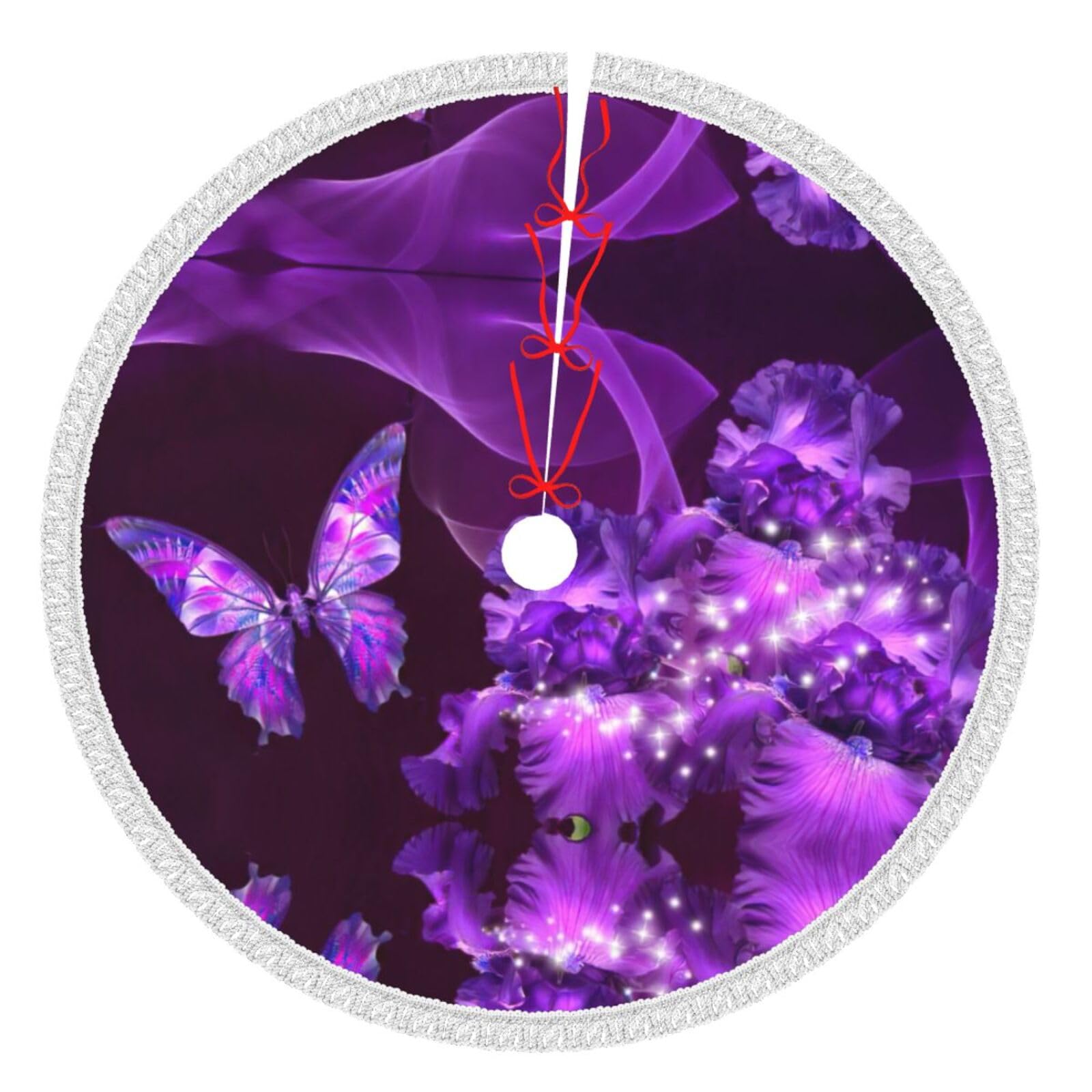 Jupe de sapin violette pour fête à la maison et décoration de Noël chaleureuse