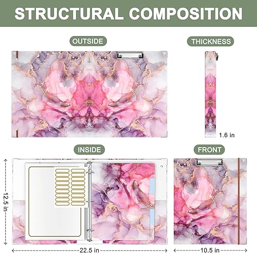Miniatura 2 de Rouidr Carpeta de 3 anillos con portapapapeles, organizador de carpetas de 1 pulgada, carpetas de tamaño carta de 8.5 x 11 pulgadas con pestañas
