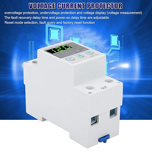 Miniatura 2 de Protector de corriente de voltaje, protector ajustable sobre y bajo voltaje, 120 V CA Estabilizador de corriente de voltaje ajustable Voltímetro