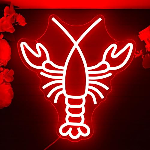 Miniatura 2 de Letrero de neón de langosta regulable rojo para decoración de pared, letrero de neón LED para dormitorio, bar, letreros de neón para hogar, club,