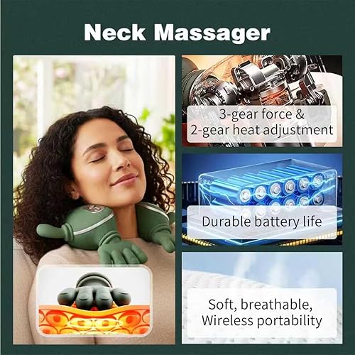 Miniatura 4 de Masajeador de cuello, nuevo masajeador eléctrico Shiatsu para cuello y espalda  Masaje eléctrico de hombros y cervical, ideal para cuello, espalda y