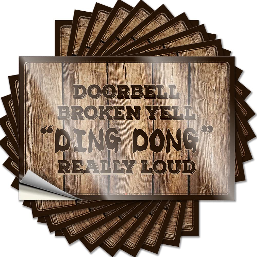 Labels & Doorbell Broken Yell Ding Dong Really Loud Funny Magnetic Bumper Stick-on for Car - Water Bottle Stickers Adults(6X9CM-10Pcs)