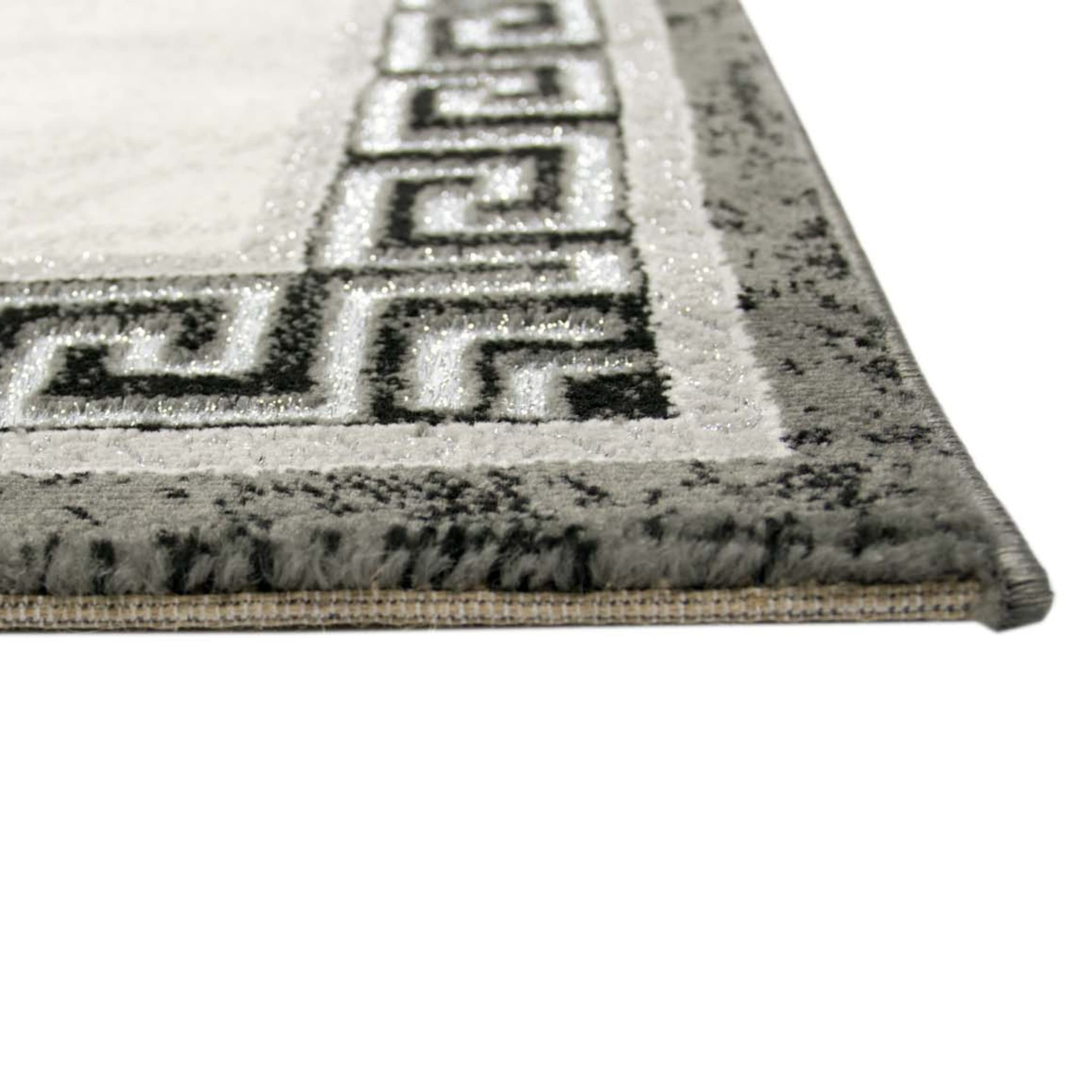 Teppich-Traum Tappeto Orientale con filato scintillante | ornamenti nel cerchio | grigio crema 240 x 340 cm