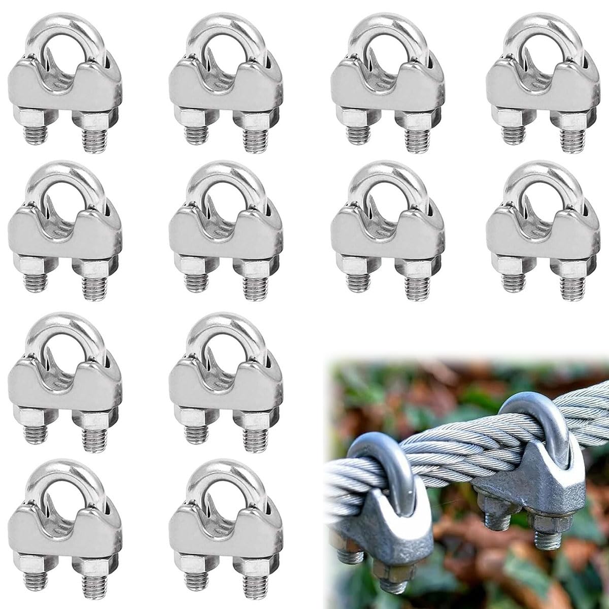 Morsetti Per Cavo Acciaio | 10 Pezzi M5 | Inox 304 | Per Fune 4mm | Serracavo Antiscivolo