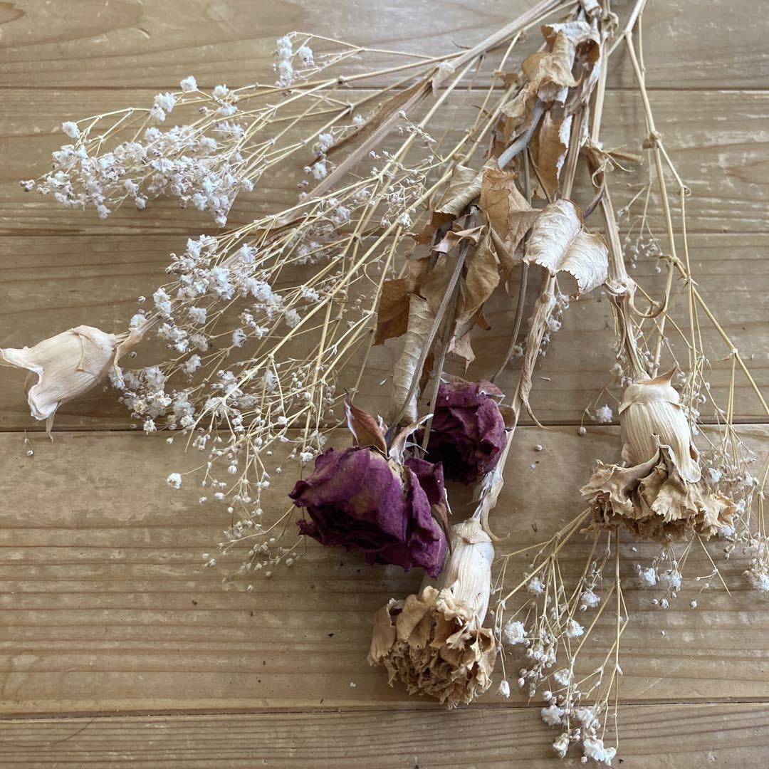 かすみ草　オールドローズ　ドライフラワー　No.290 かすみ草 オールドローズ ドライフラワー No.290 オールドローズと