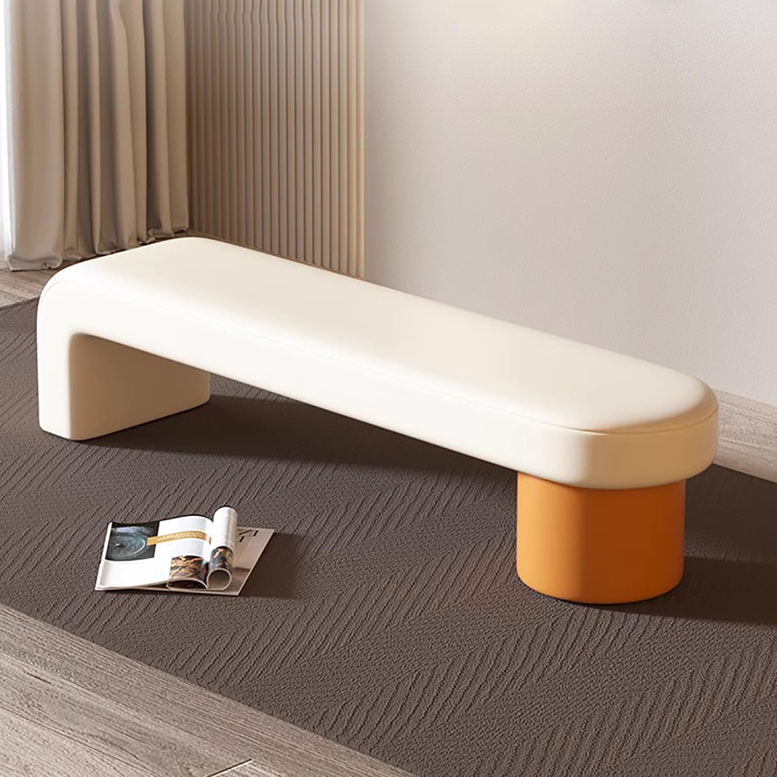 Banc de rangement moderne similicuir pouf rembourré chambre salon couloir