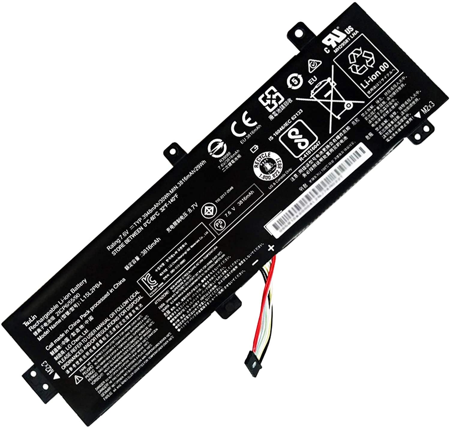 L15L2PB4 Laptop Batteria per Lenovo IdeaPad 510-15ISK 510-15IKB 310-15ABR 310-15IKB 310-15ISK Series L15L2PB5 L15C2PB5 L15M2PB5 L15C2PB7 L15S2TB0 L15M2PB3 L15C2PB3 7.6V 30Wh