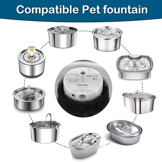 Foto 2 de 8 de BHFYOB Bomba de interfaz USB para fuente de agua para mascotas, acuarios, motor SMA-800