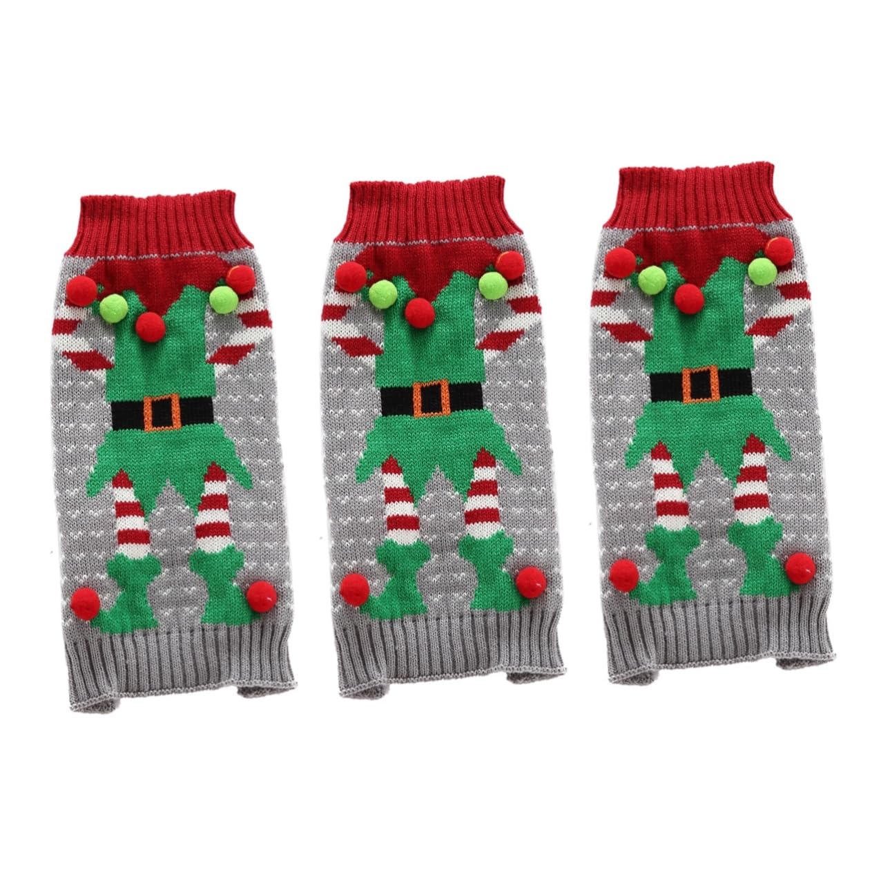 BESPORTBLE 3pezzi Costume Natalizio per Cani Maglione Grigio Clown per Animali di Piccole e Grandi Abbigliamento Festivo per Cuccioli Maglione Pelliccia Morbida per Natale
