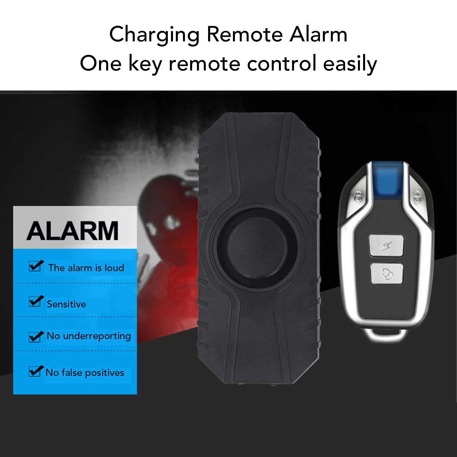 Alarm Przeciwkradzieżowy do Roweru, Zdalny Alarm Rowerowy, 6 Dźwięków Alarmu, wodoodporność IP55, Czujnik Ruchu Wibracyjnego Alarm Rowerowy na Akumulator z 2 Pilotami do Rowerów